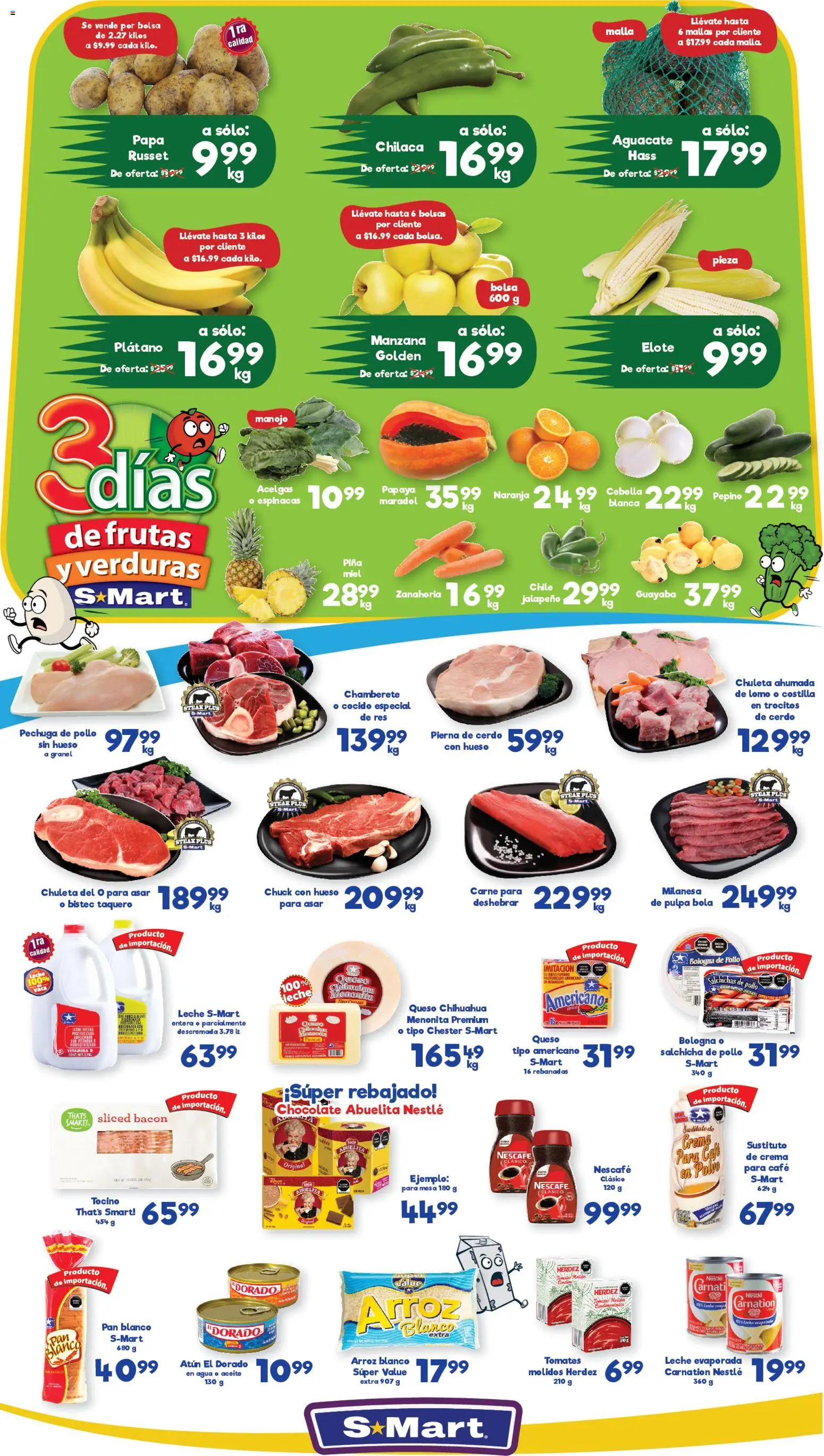 Nuevas ofertas de S-Mart válidas en toda la República Mexicana desde el 06.01.2026. ¡Encuentra las mejores ofertas en S-Mart folleto Chihuahua! | Página: 1 | Productos: Salchicha, Atún, Aceite, Piña