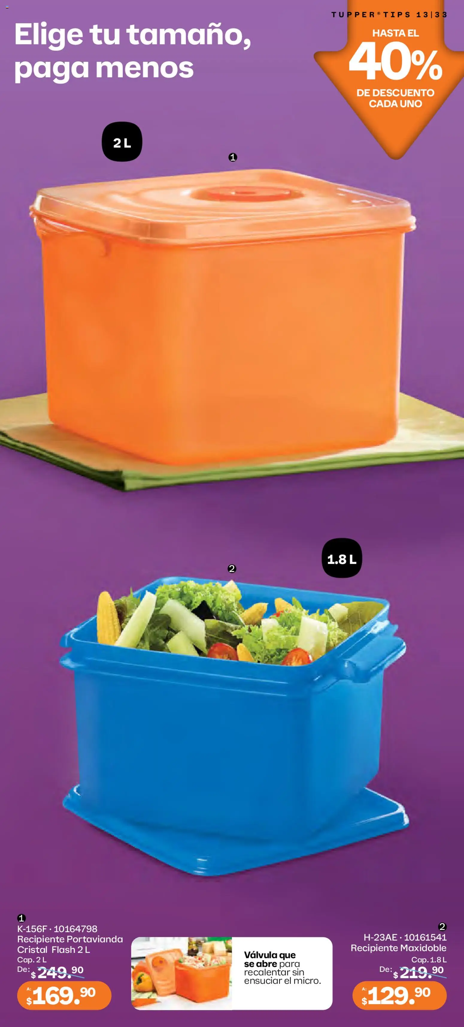 Nuevas ofertas de Tupperware válidas en toda la República Mexicana desde el 01.12.2025. ¡Encuentra las mejores ofertas en Tupperware catálogo! | Página: 33 | Productos: Tupper, Válvula