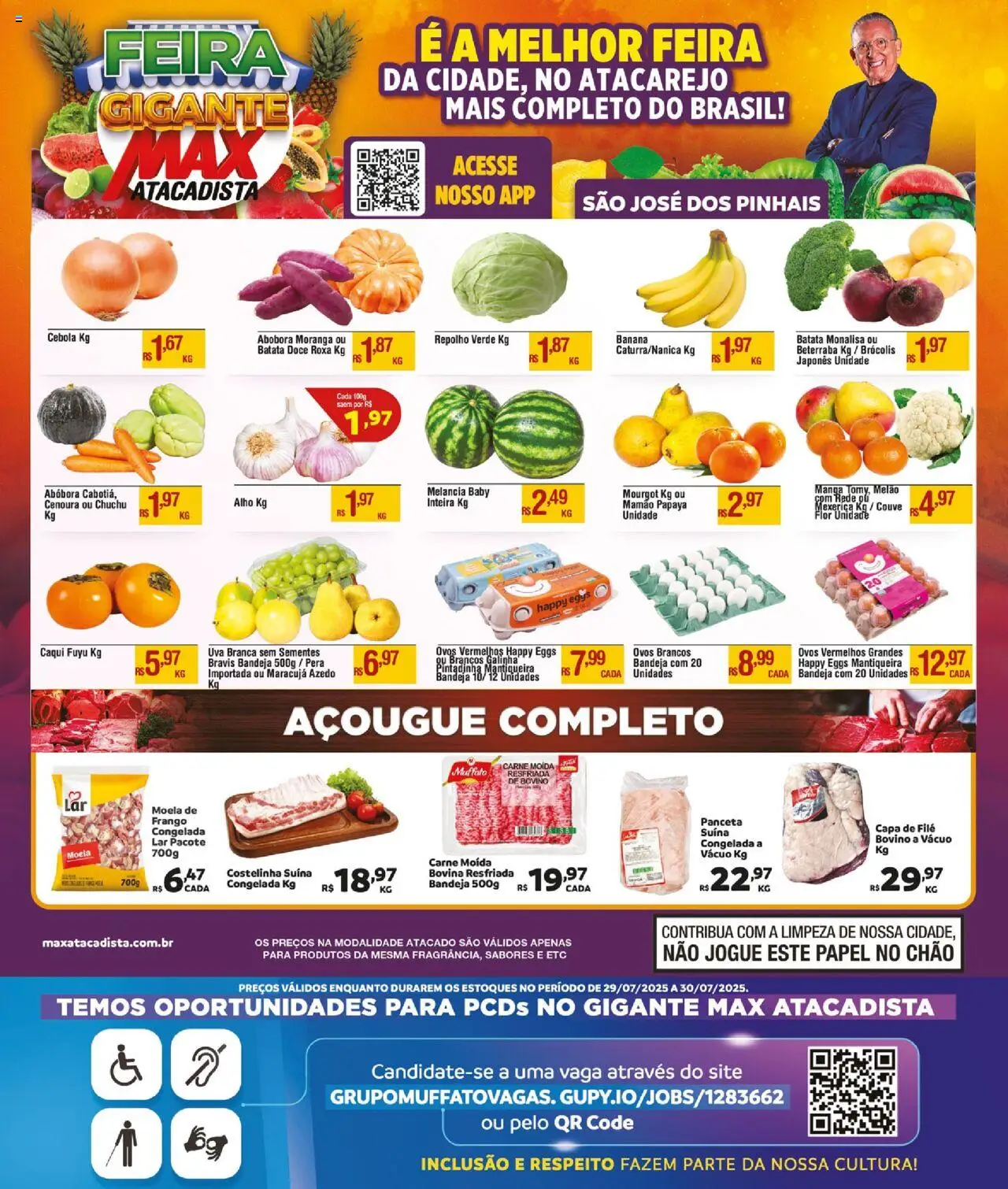 Max Atacadista Folheto - válido de 29.07.2025 | Página: 1 | Produtos: Caqui, Maracujá, Melancia, Chuchu