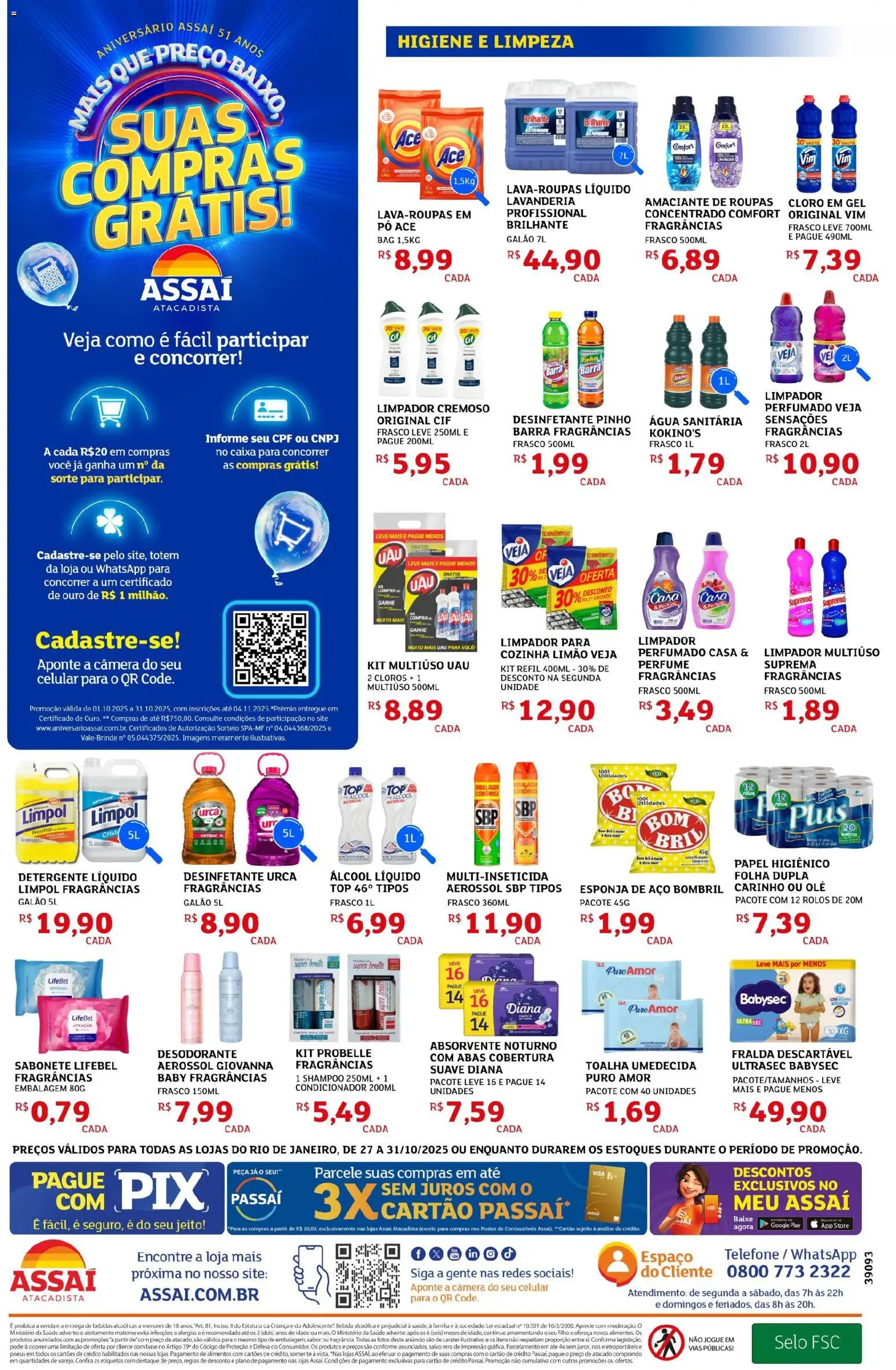 Assaí Atacadista Folheto - válido de 27.10.2025 | Página: 8 | Produtos: Celular, Cloro, Amaciante de roupas, Papel higiênico