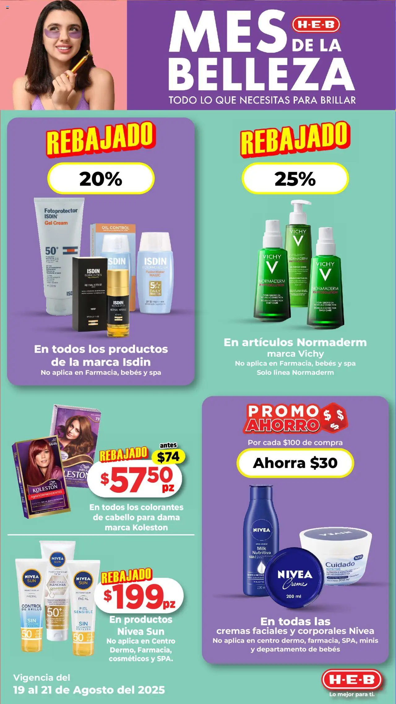 Nuevas ofertas de H-E-B válidas en toda la República Mexicana desde el 19.08.2025. ¡Encuentra las mejores ofertas en H-E-B folleto! | Página: 8 | Productos: Brillo, Protector solar
