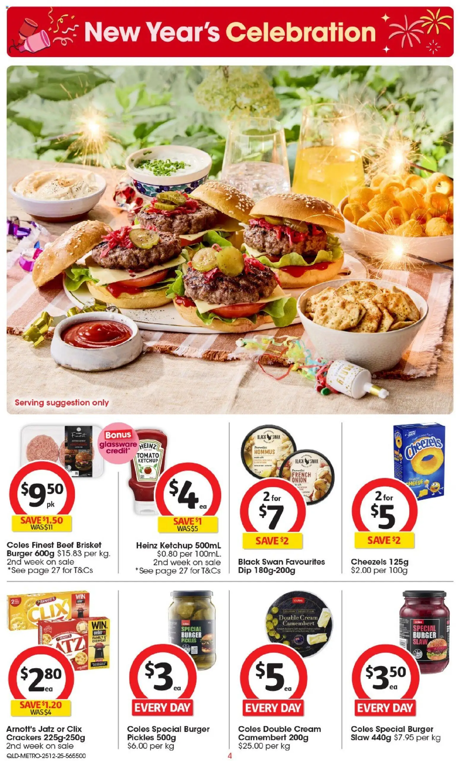 Coles catalogue - valid from 25.12.2025 | Page: 5 | Products: Crackers, Beef, Ketchup, Cream