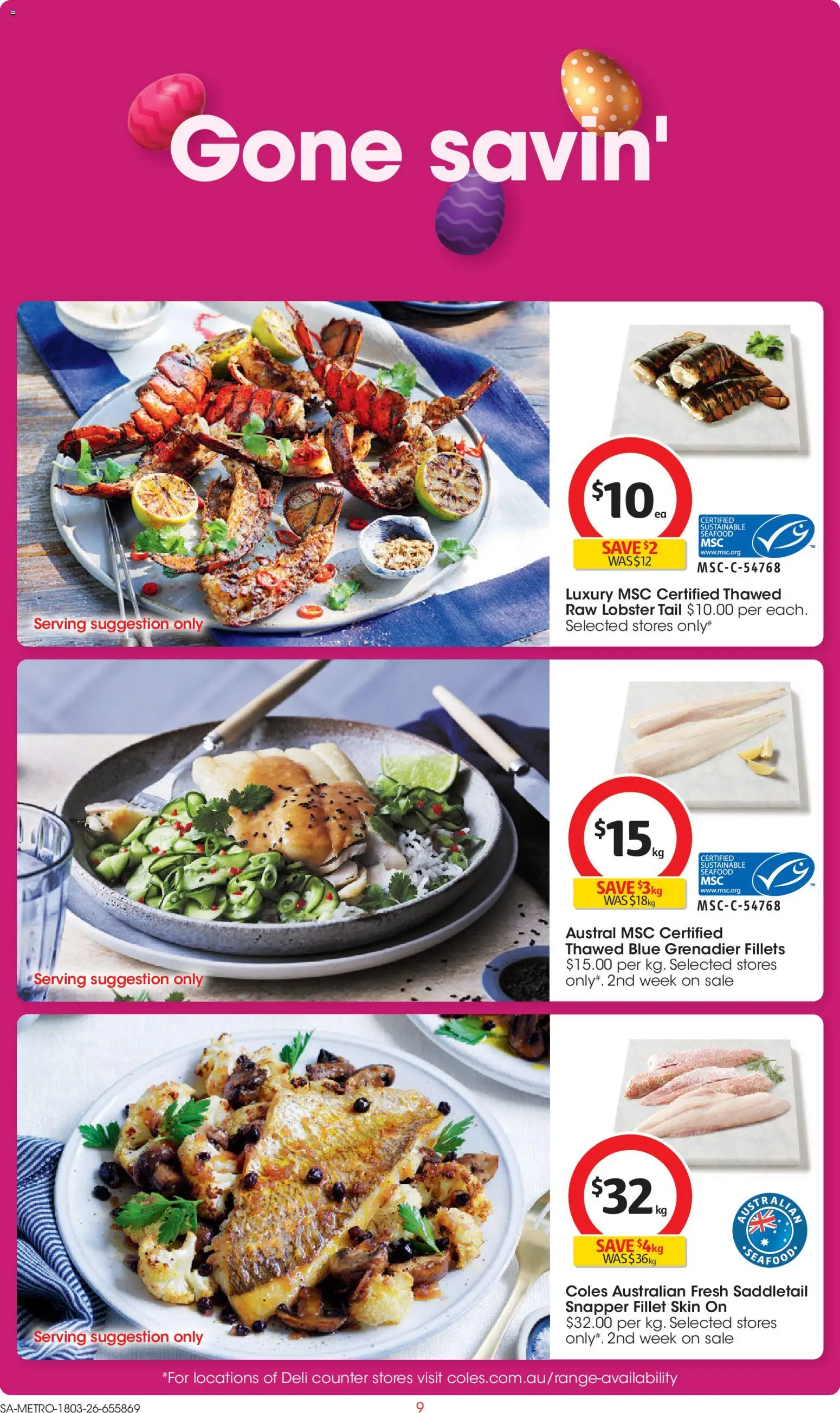Coles catalogue - valid from 18.03.2026 | Page: 9 | Products: Lobster, Sustainable, Seafood
