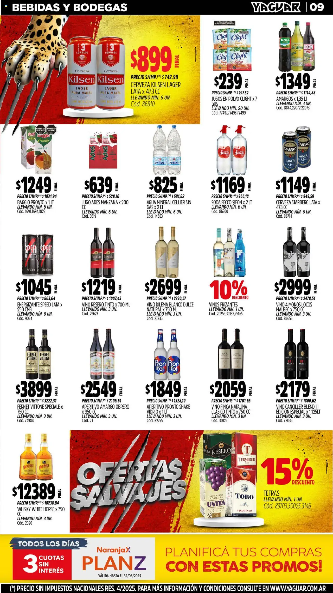 Yaguar - Misiones │ válido desde el 11.08.2025 | Página: 9 | Productos: Soda, Manzana, Agua, Vino