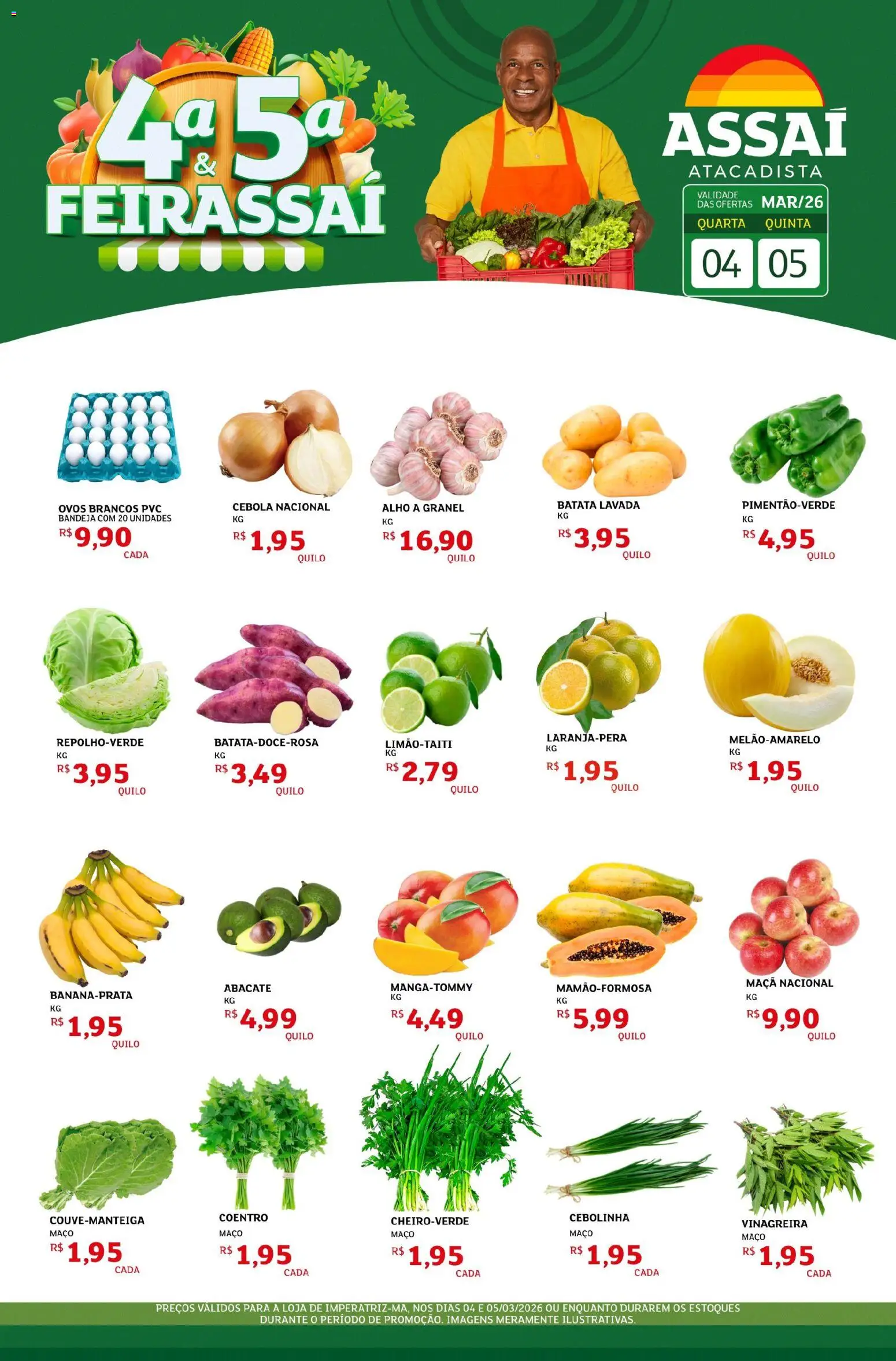 Assaí Atacadista Folheto - válido de 04.03.2026 | Página: 1 | Produtos: Cebola, Ovos, Bandeja, Batata