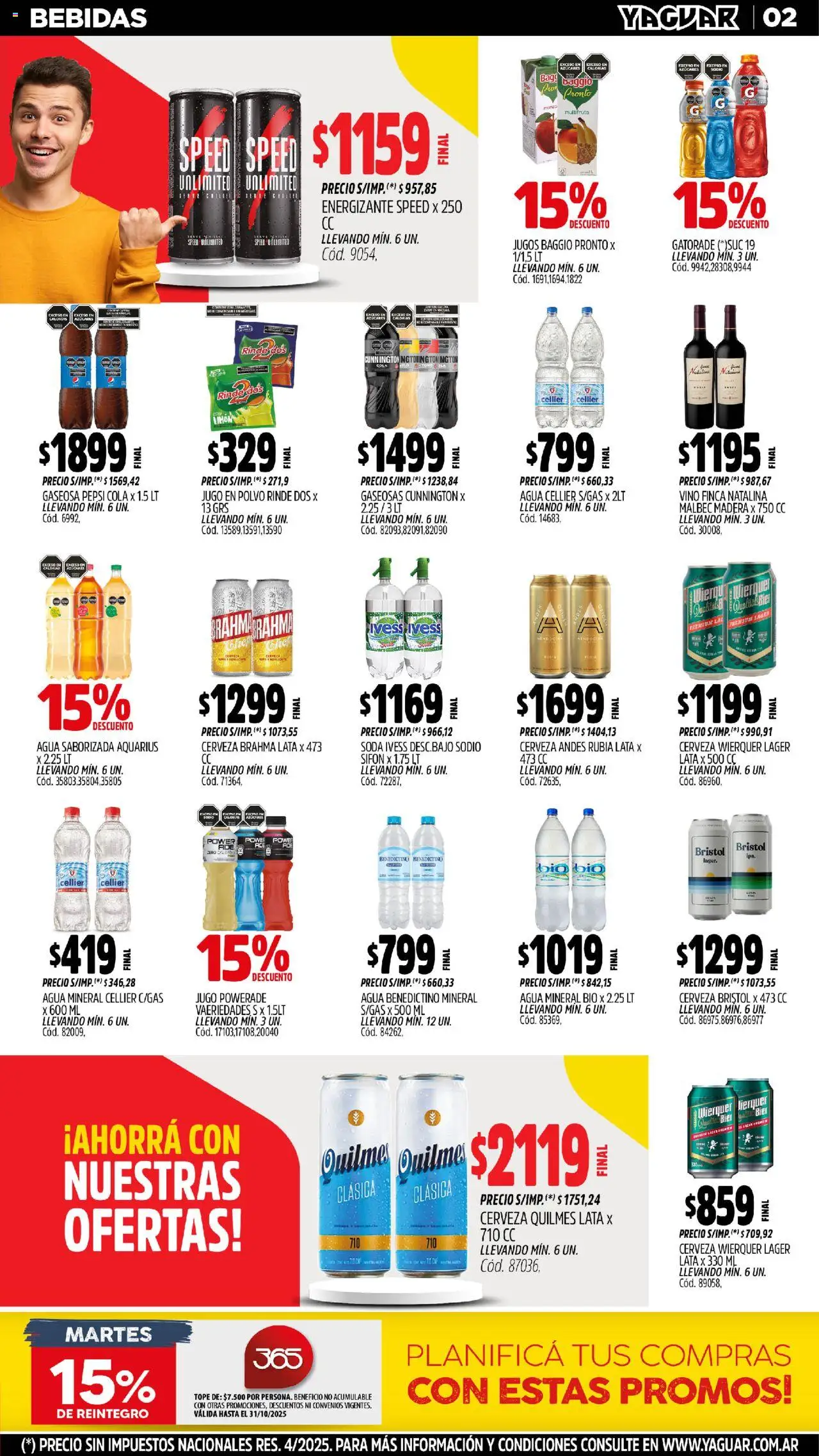 Yaguar - Mar del Plata │ válido desde el 20.10.2025 | Página: 2 | Productos: Gaseosa, Soda, Agua, Limón