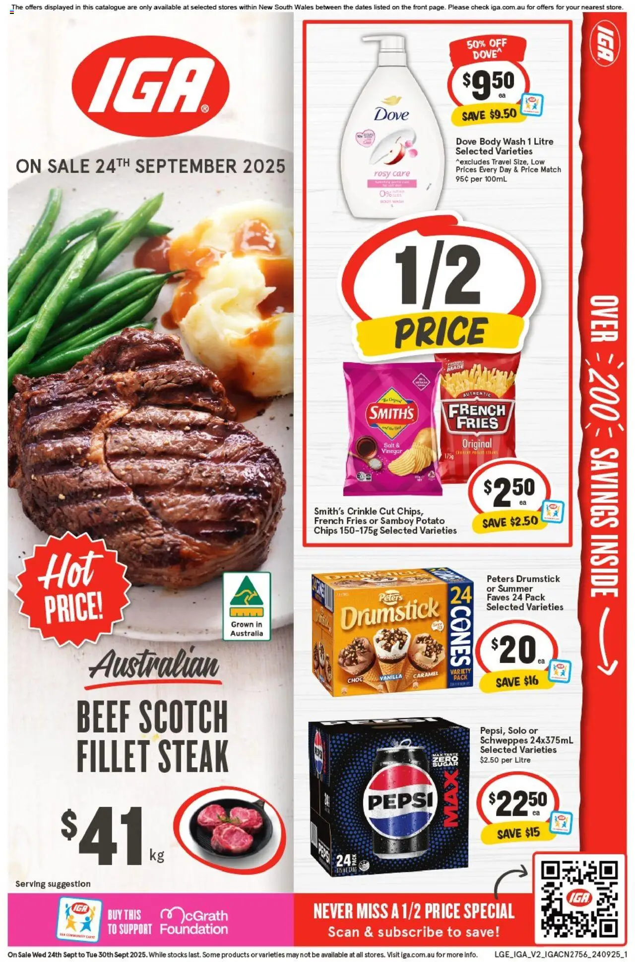 IGA catalogue - valid from 24.09.2025 | Page: 1 | Products: Beef, Pepsi, Steak, Vinegar