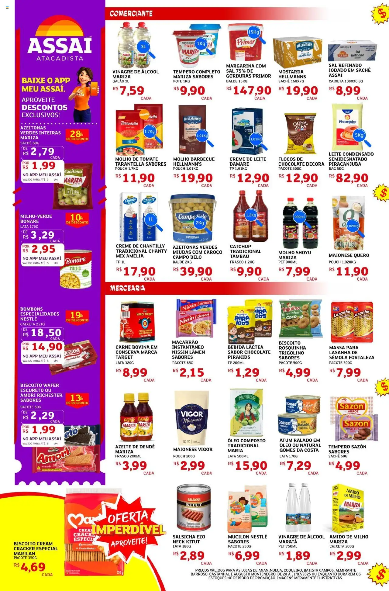Assaí Atacadista Folheto - válido de 28.07.2025 | Página: 2 | Produtos: Biscoito, Lasanha, Azeite, Balde