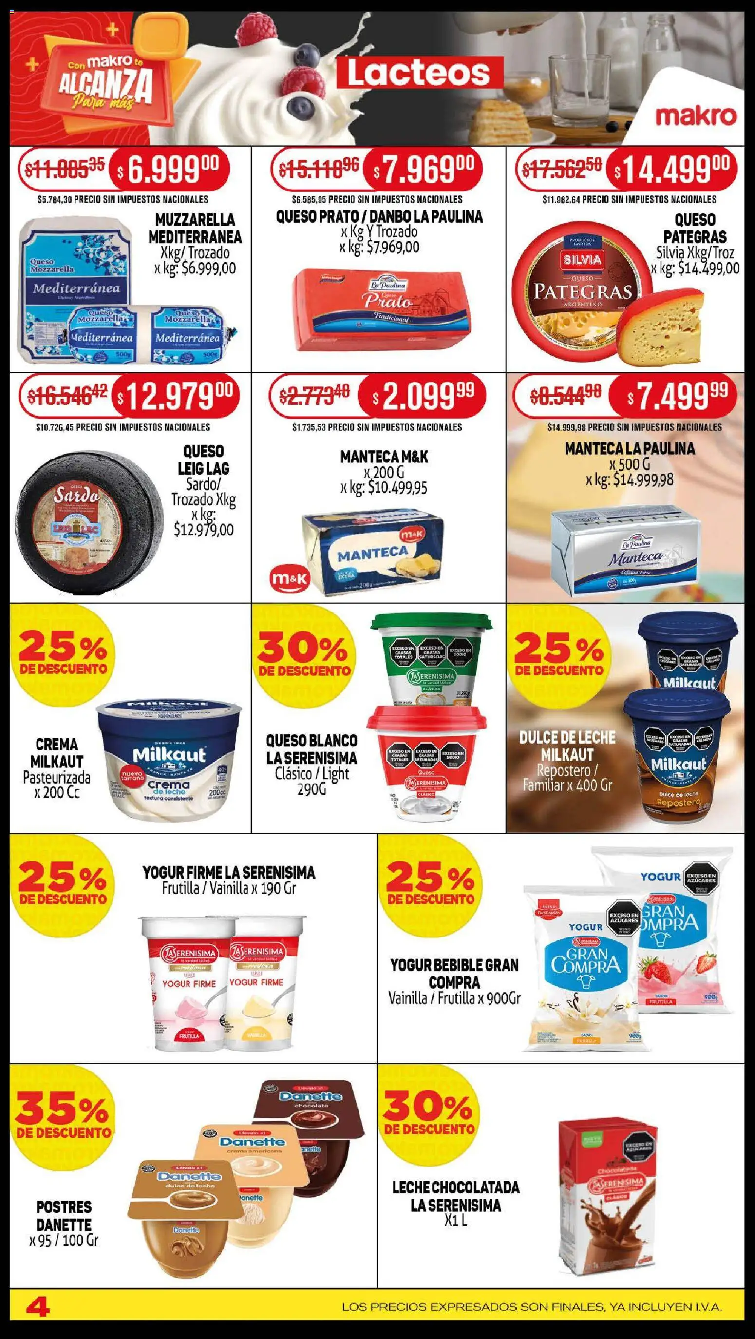 Makro ofertas │ válido desde el 23.10.2025 | Página: 4 | Productos: Frutilla, Muzzarella, Manteca, Chocolate