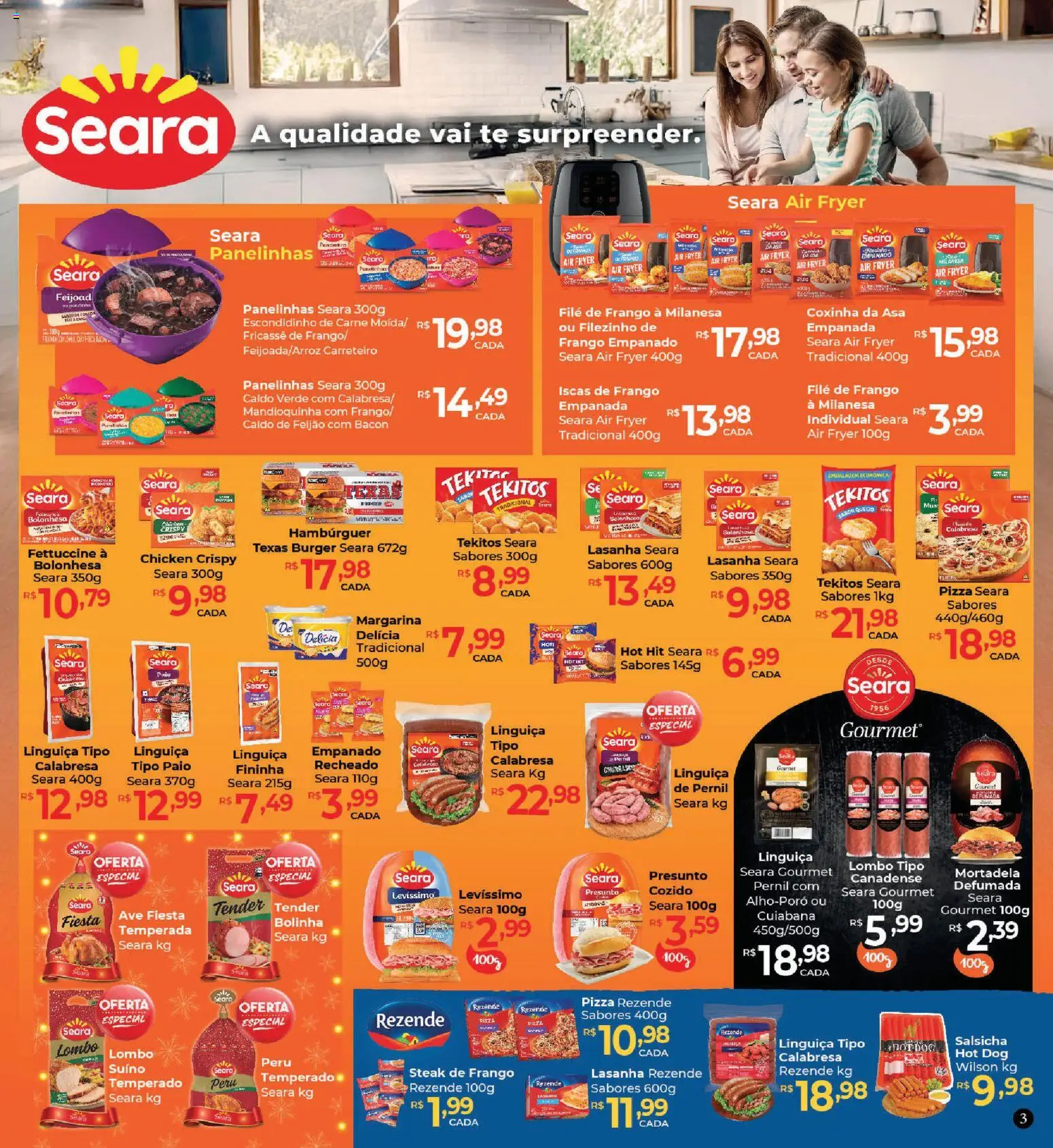 Supermercados Unidos Folheto - válido de 01.12.2025 | Página: 3 | Produtos: Filé de frango, Pizza, Carne, Hambúrguer