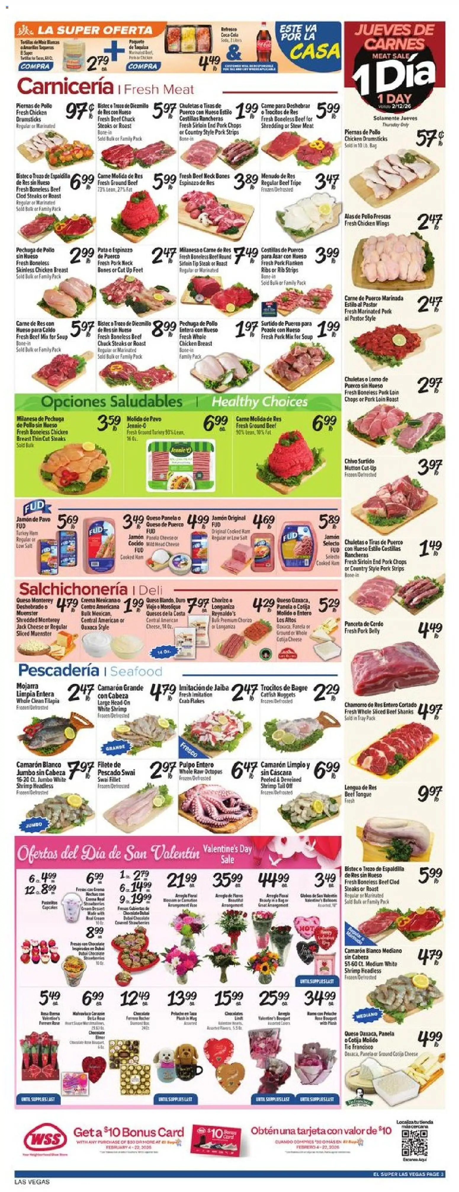 El Super Weekly Ad - NV - valid from 11.02.2026 | Page: 3 | Products: Cheese, Ham, Pork, Seafood