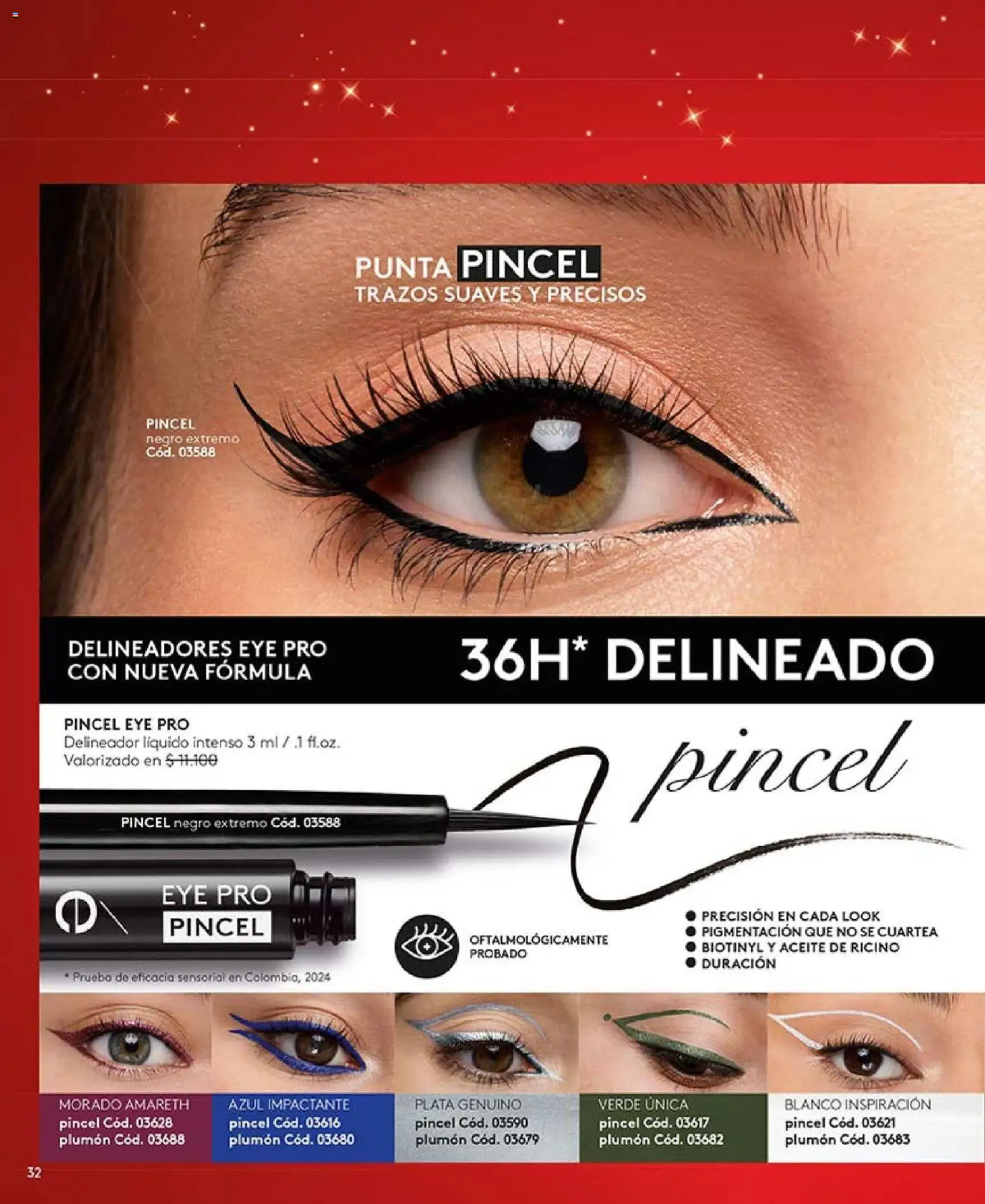 Catálogo Ésika Campaña 18 │ válido desde el 01.12.2025 | Página: 32 | Productos: Delineador, Plumón, Aceite, Pincel