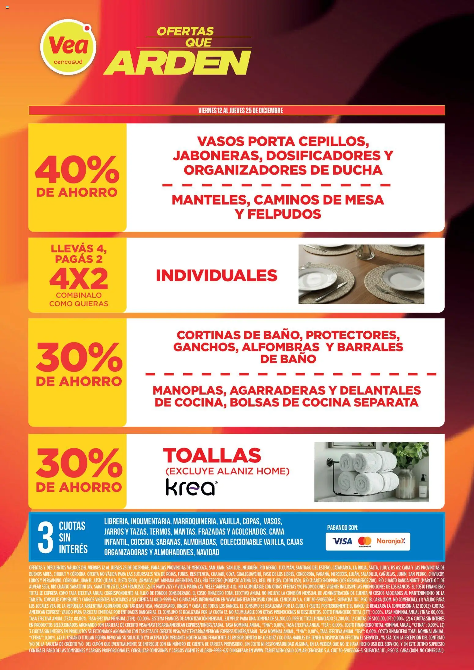 Vea - Ofertas que Arden │ válido desde el 12.12.2025 | Página: 12 | Productos: Banco, Mesa, Baño, Ducha