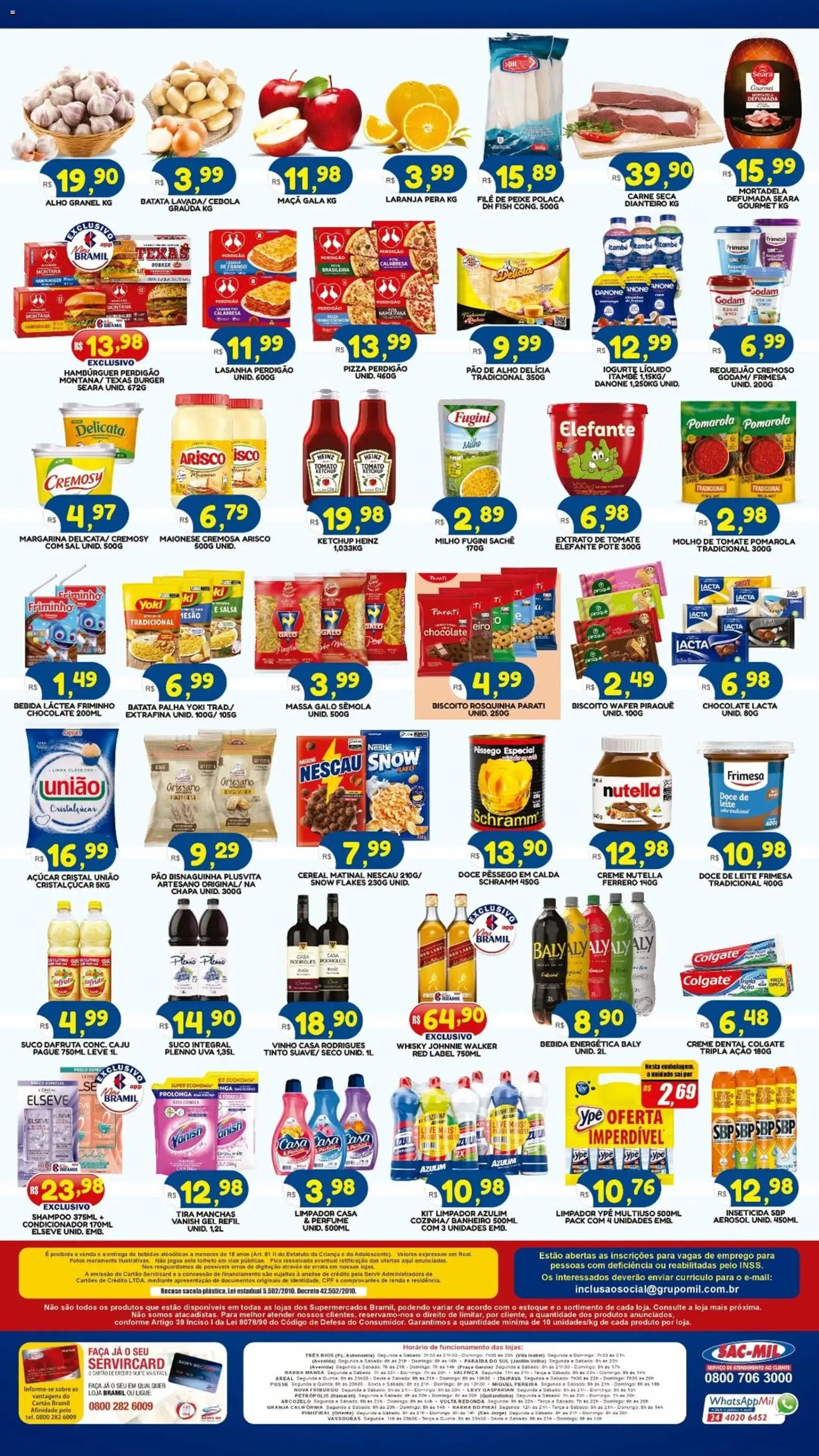 Bramil Supermercados Folheto - válido de 24.10.2025 | Página: 2 | Produtos: Pêssego, Cebola, Pizza, Lasanha