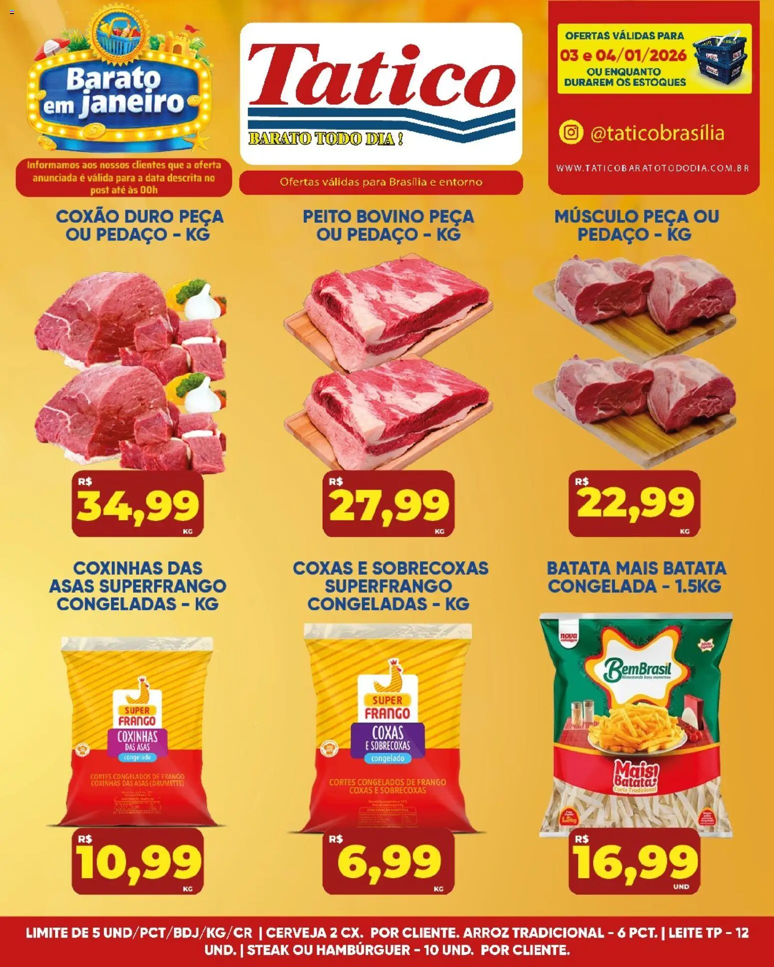 Tatico Folheto - válido de 05.01.2026 | Página: 23 | Produtos: Leite, Cerveja, Arroz, Batata