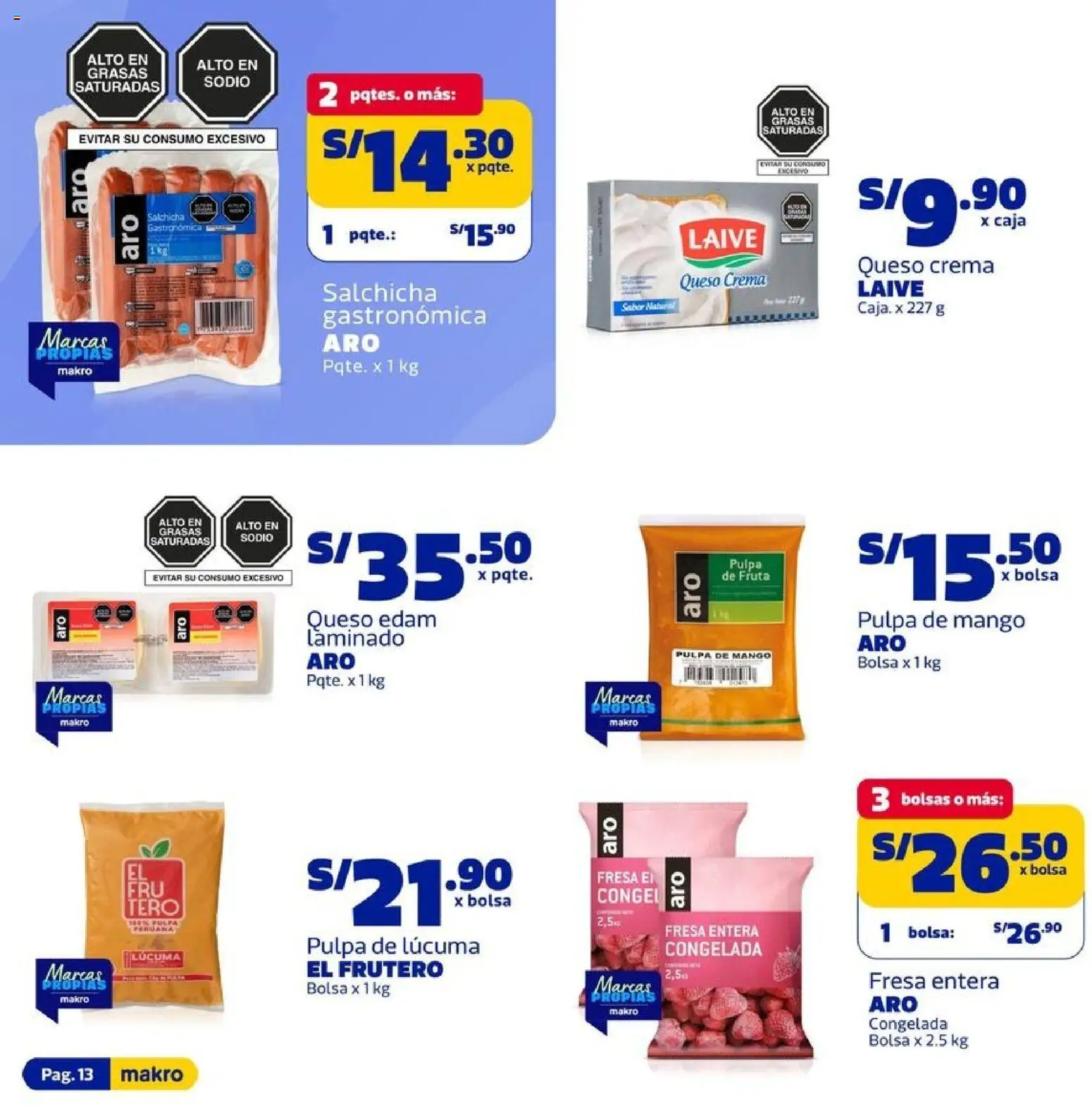 Catálogo Makro válido desde 09.04.2026 | Página: 13 | Productos: Caja, Queso, Crema, Bolsa