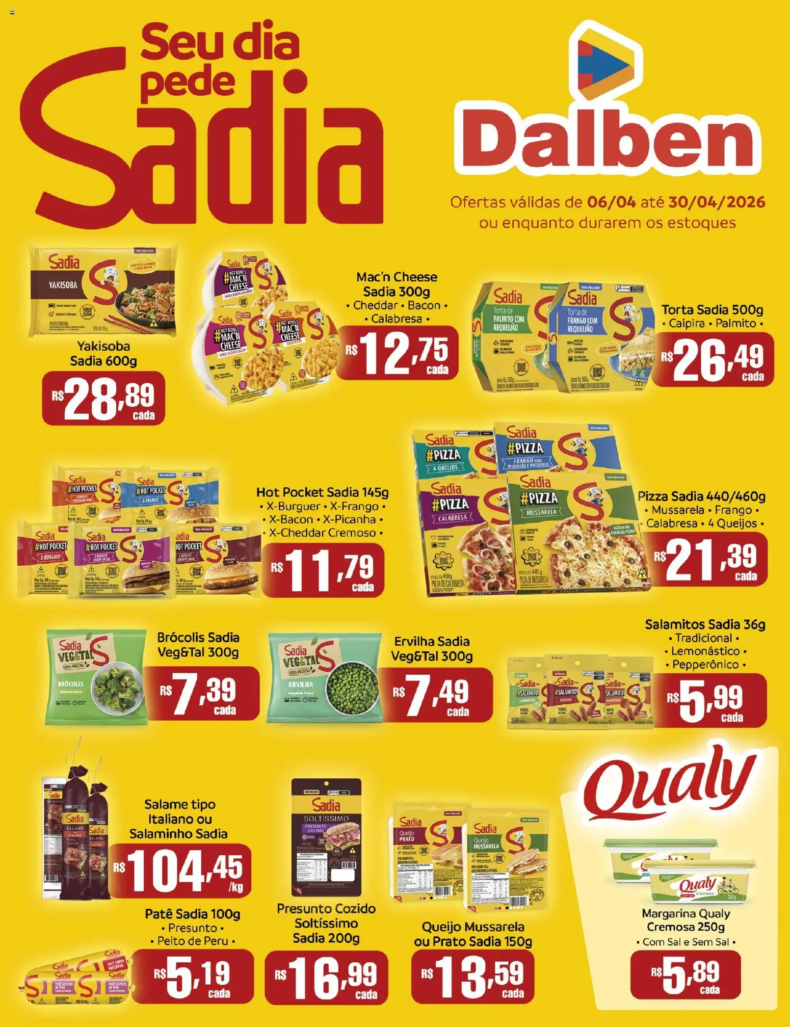 Supermercado Dalben Folheto - válido de 06.04.2026 | Página: 1 | Produtos: Ervilha, Queijo, Salame, Presunto