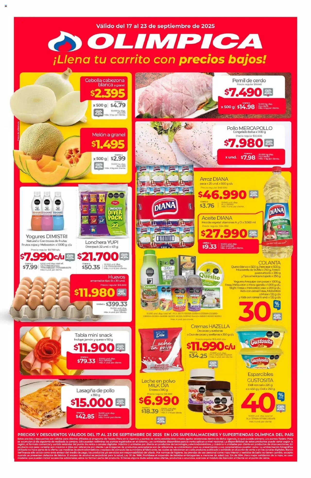 Olímpica revista - valida desde el 17.09.2025 | Página: 1 | Productos: Peso, Leche en polvo, Mascarilla, Ropa interior
