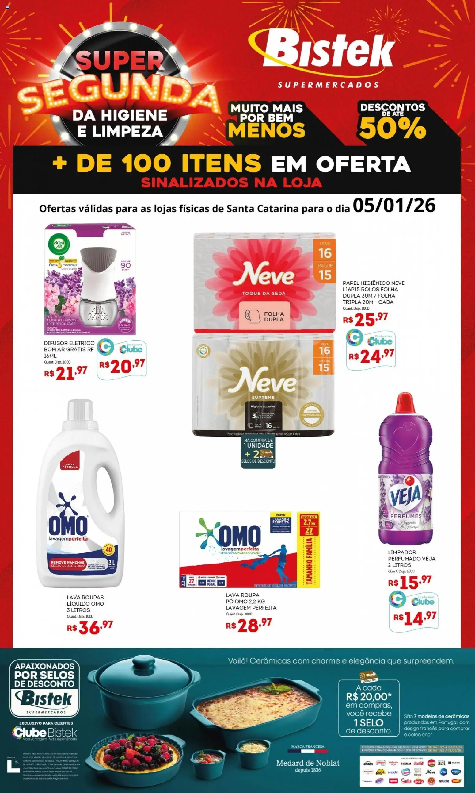 Bistek Supermercados Folheto - válido de 05.01.2026 | Página: 1 | Produtos: Difusor, Pó, Roupas, Papel higiênico