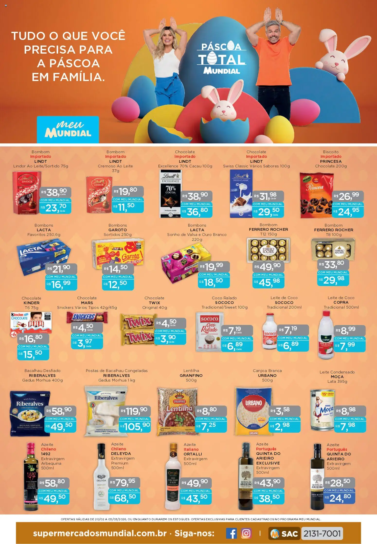Mundial Folheto - válido de 20.02.2026 | Página: 1 | Produtos: Lentilha, Bacalhau, Twix, Leite de coco