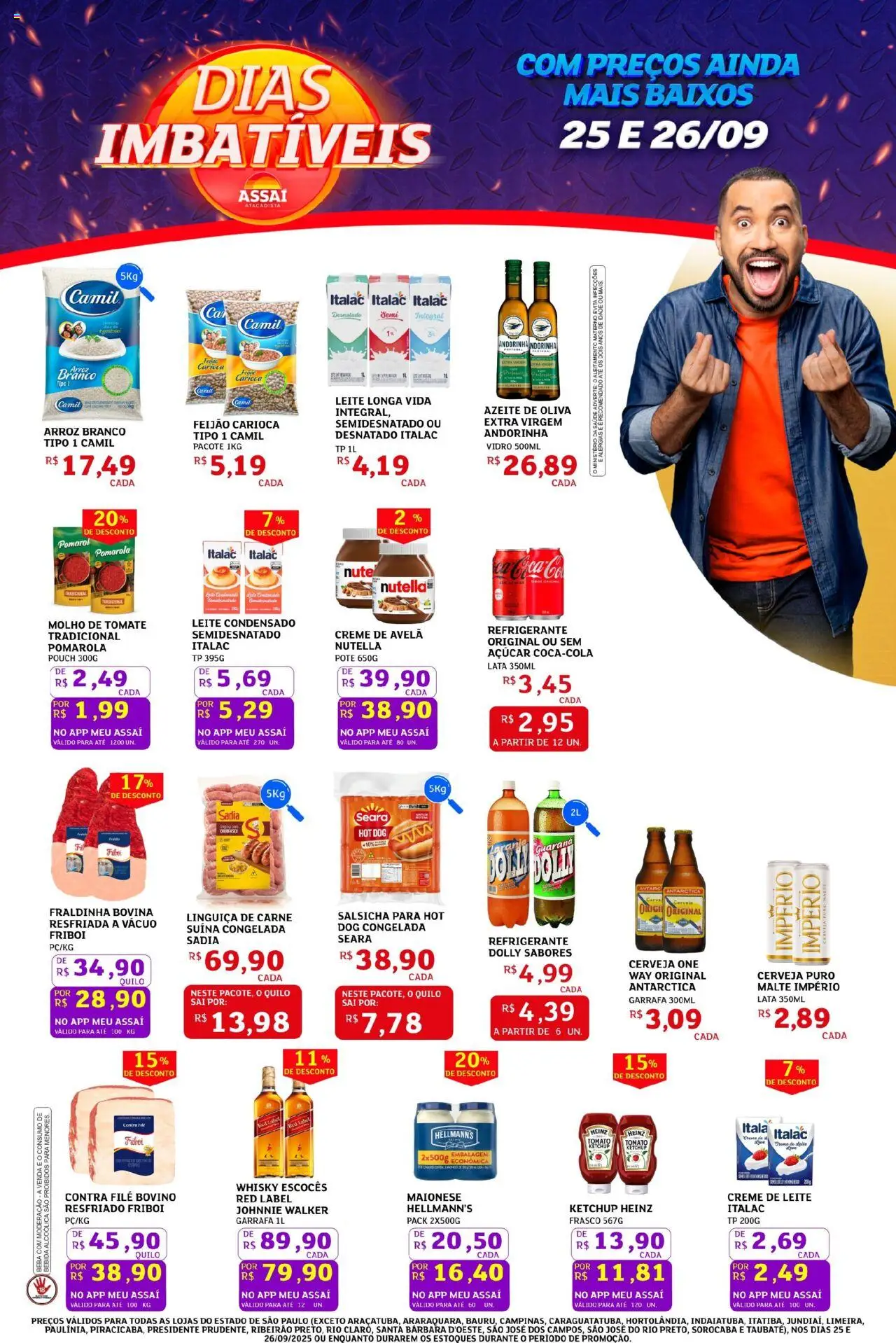Assaí Atacadista Folheto - válido de 25.09.2025 | Página: 1 | Produtos: Guaraná, Salsicha, Fraldinha, Avelã