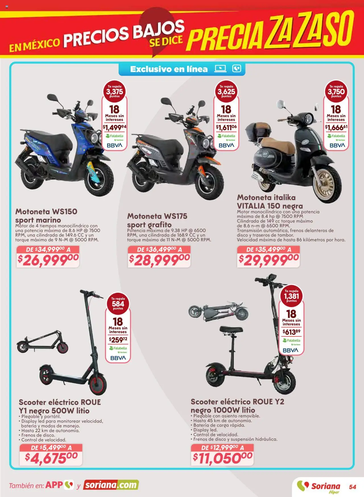 Nuevas ofertas de Soriana válidas en toda la República Mexicana desde el 14.08.2025. ¡Encuentra las mejores ofertas en Soriana - Preciazazaso Híper: Valle de México! | Página: 54 | Productos: Disco, Scooter, Té, Batería