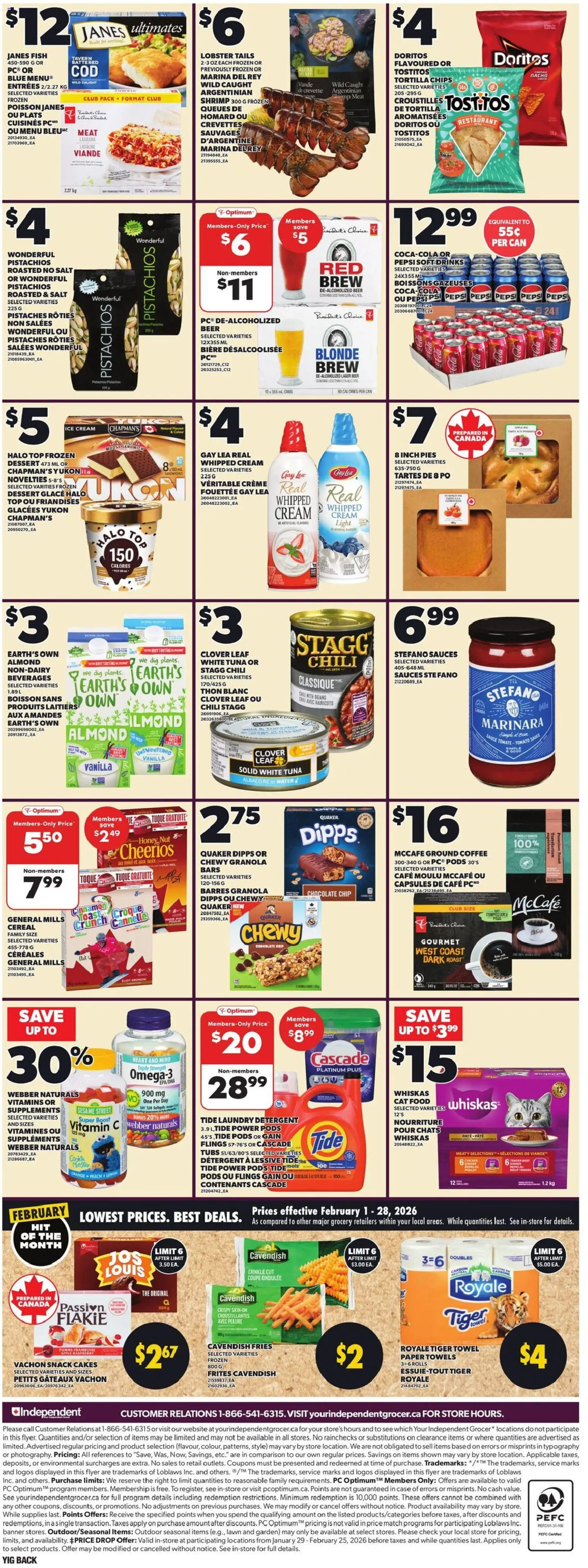 Independent Grocer flyer valid from 05.02.2026 | Page: 4 | Products: Fish, Chips, Case, Chocolate