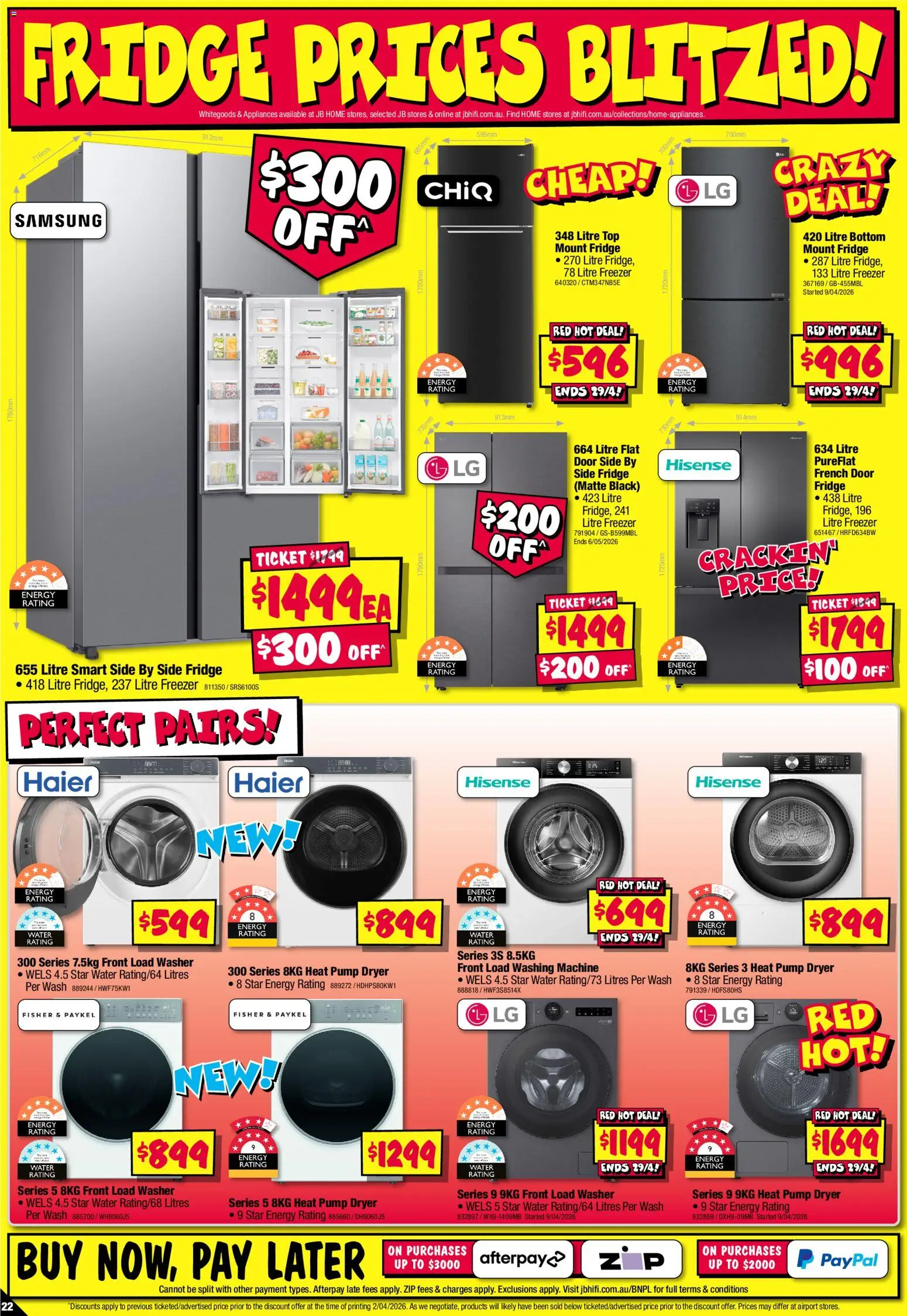 JB Hi-Fi catalogue - valid from 16.04.2026 | Page: 22 | Products: Fridge, Freezer, Washing machine, Washer