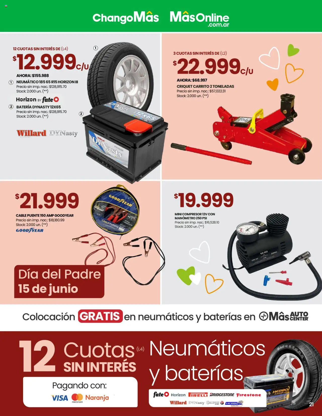 Changomas Feliz día, papá │ válido desde el 05.06.2025 | Página: 22 | Productos: Neumáticos, Cable, Manómetro, Batería