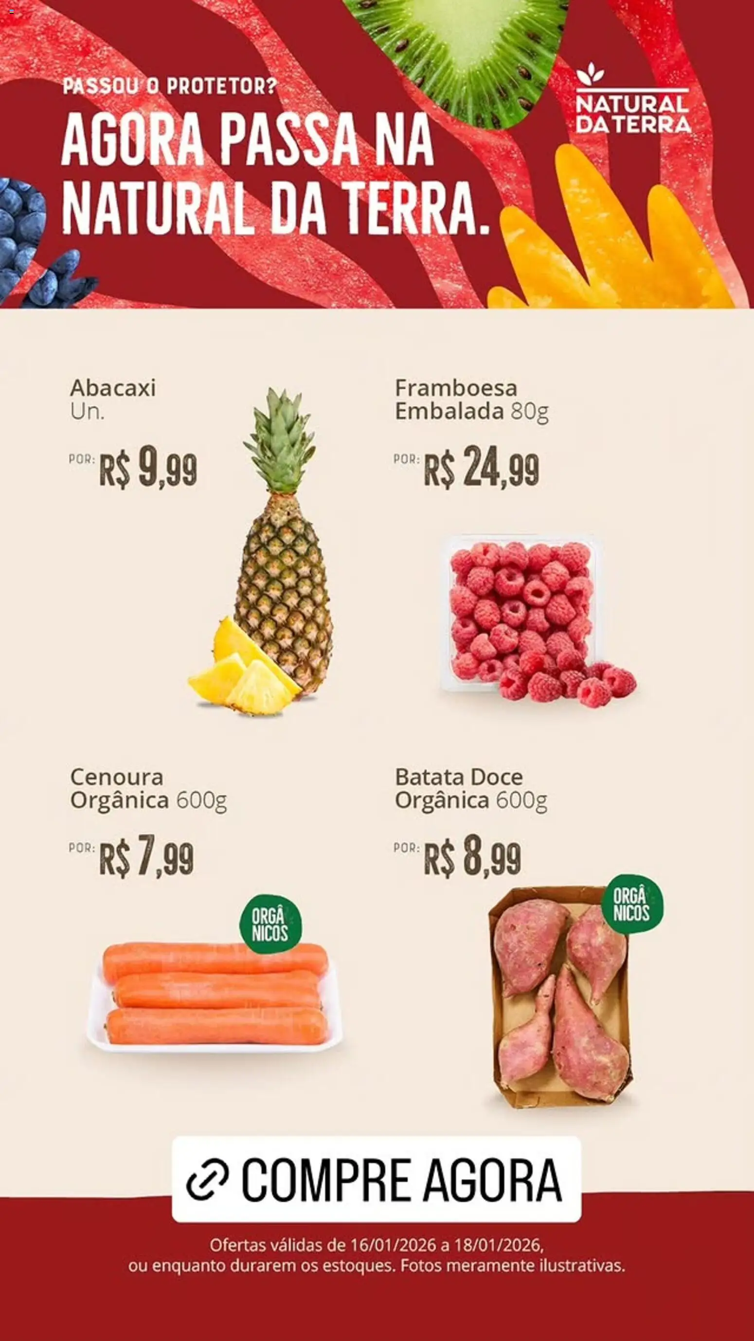 Natural da Terra Folheto - válido de 16.01.2026 | Página: 1 | Produtos: Abacaxi, Cenoura, Batata