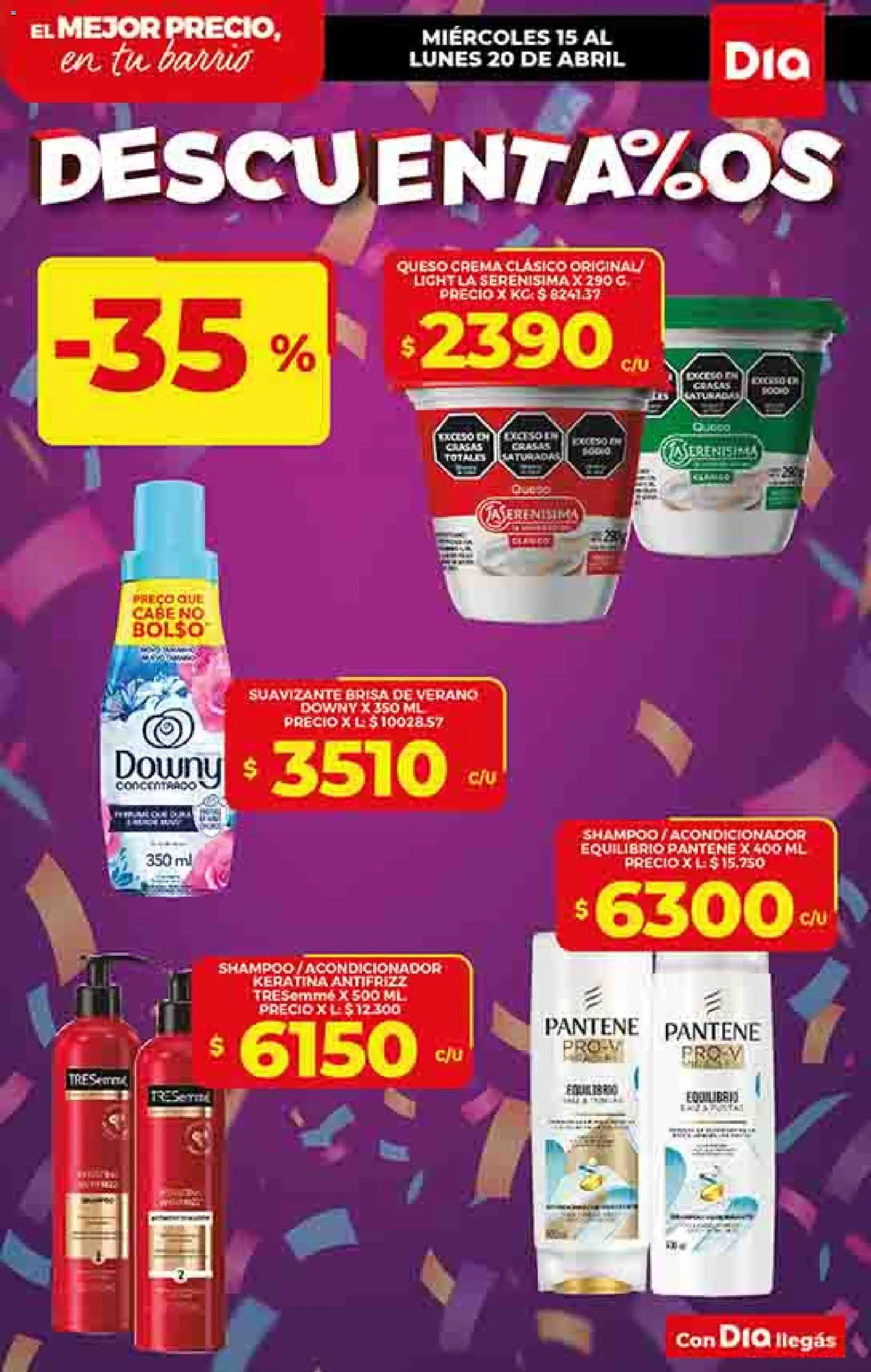 Supermercado DIA Ofertas │ válido desde el 15.04.2026 | Página: 9 | Productos: Acondicionador, Queso crema, Bolso, Crema