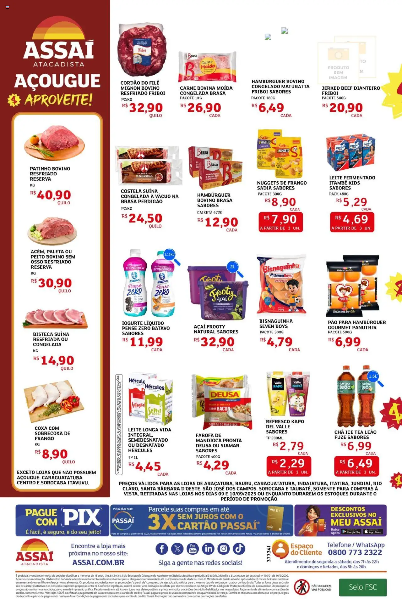 Assaí Atacadista Folheto - válido de 09.09.2025 | Página: 2 | Produtos: Mandioca, Pneus, Telefone, Carne moída