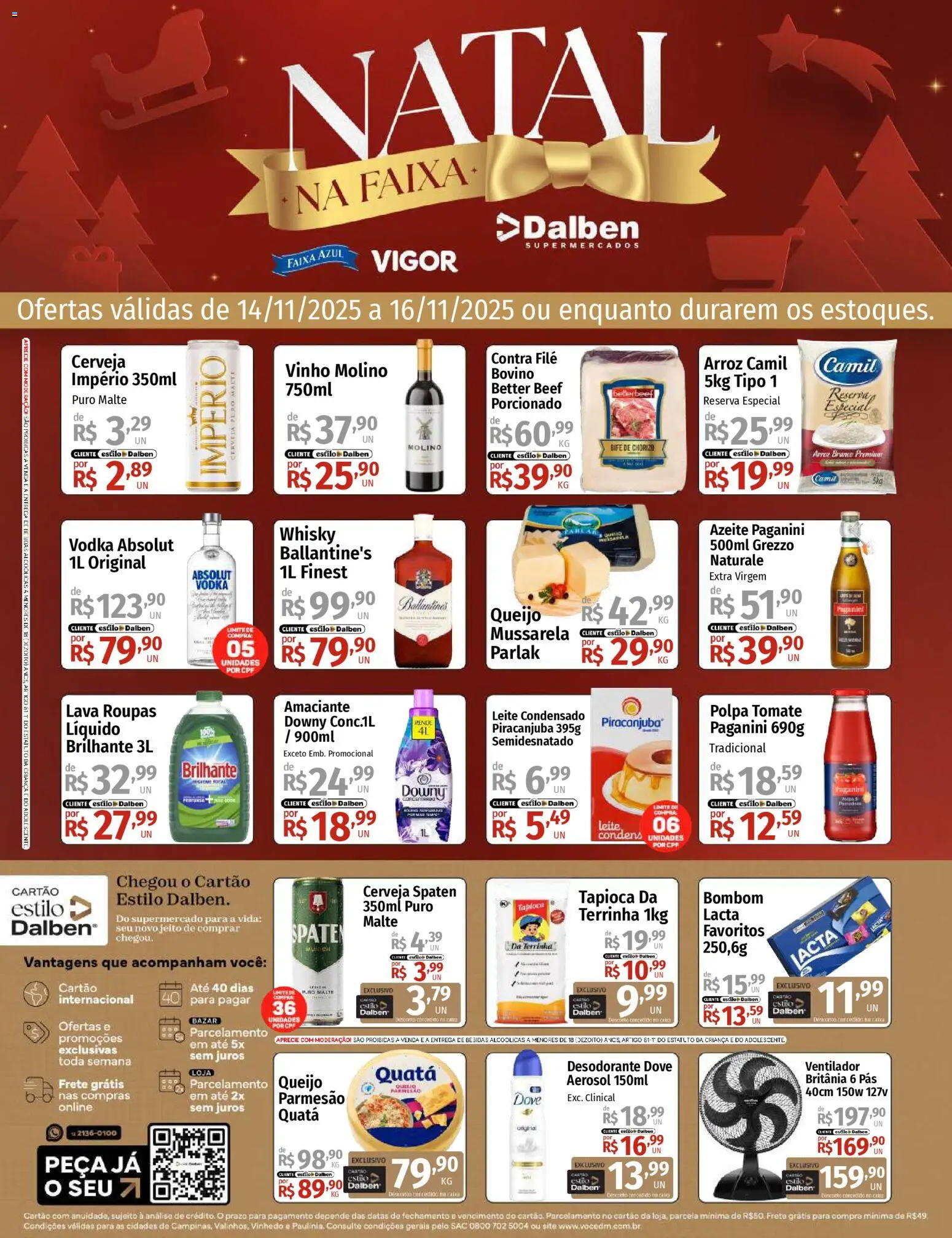 Supermercado Dalben Folheto - válido de 14.11.2025 | Página: 1 | Produtos: Whisky, Queijo, Bombom, Mussarela