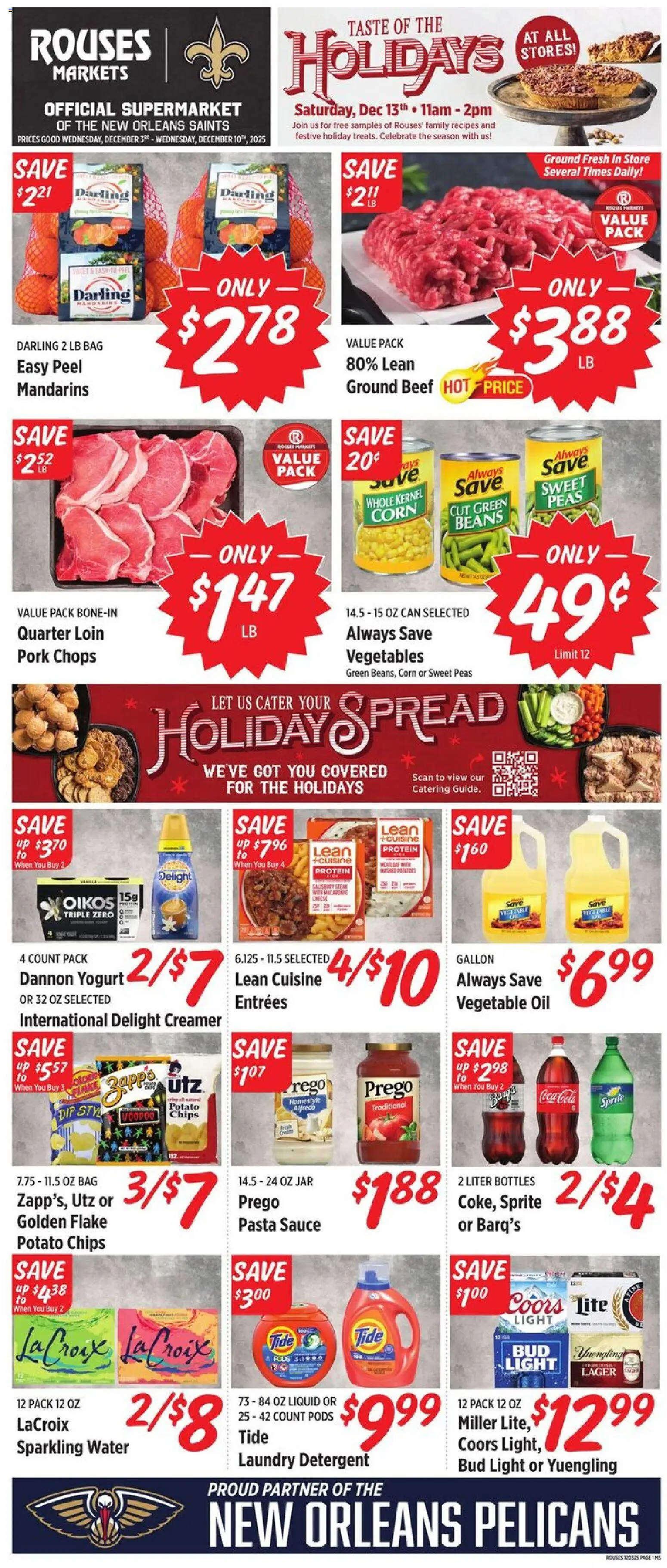 Rouses Weekly Ad - MS - valid from 03.12.2025 | Page: 1 | Products: Beef, Detergent, Vegetables, Sauce