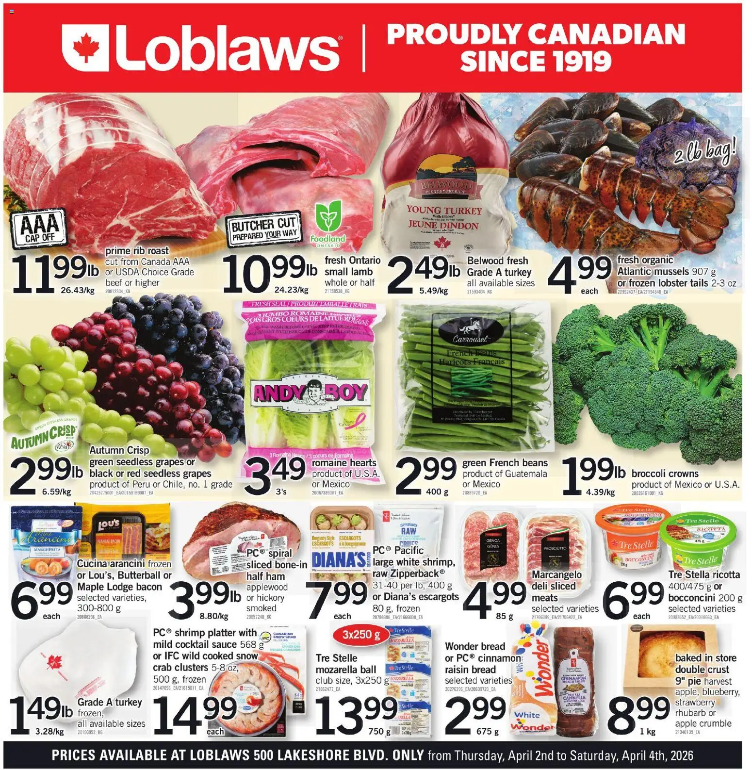Loblaws flyer valid from 02.04.2026 | Page: 1 | Products: Beef, Cap, Turkey, Ham