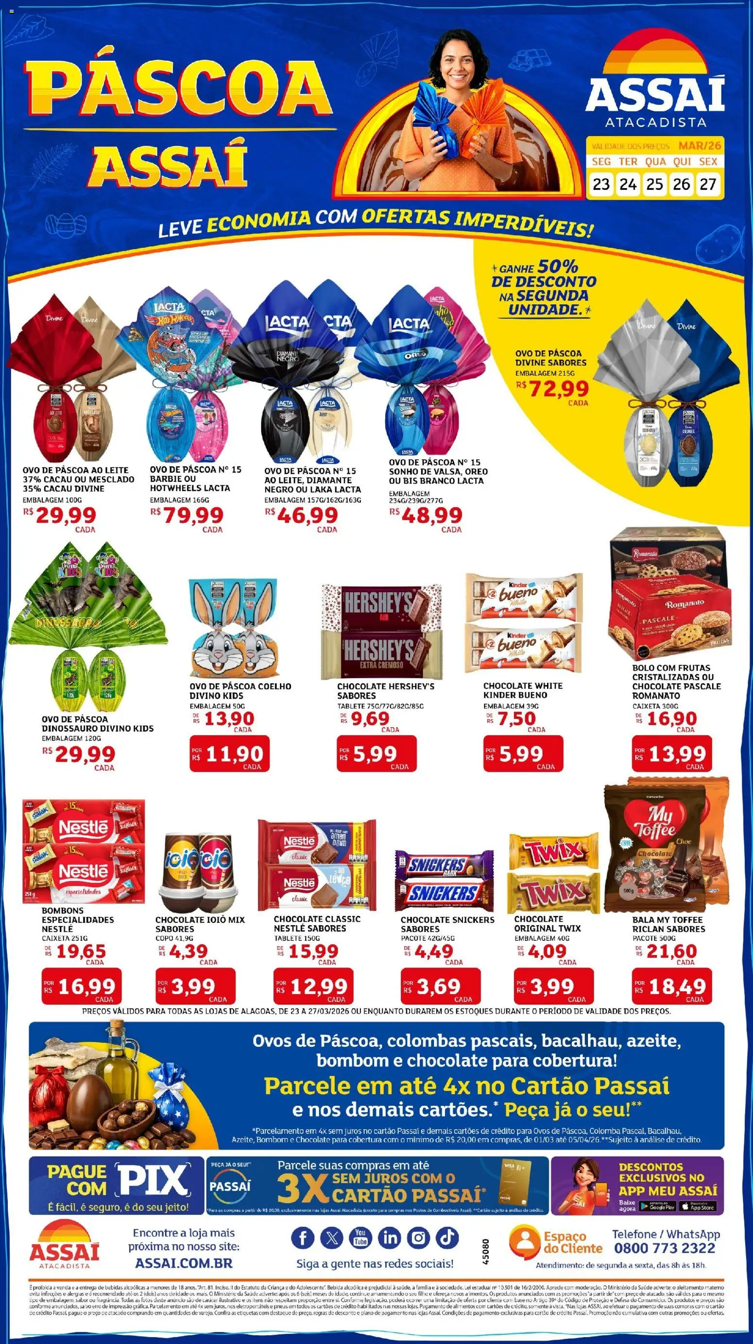 Assaí Atacadista Folheto - válido de 23.03.2026 | Página: 1 | Produtos: Ovo de páscoa, Pneus, Bombom, Frutas cristalizadas