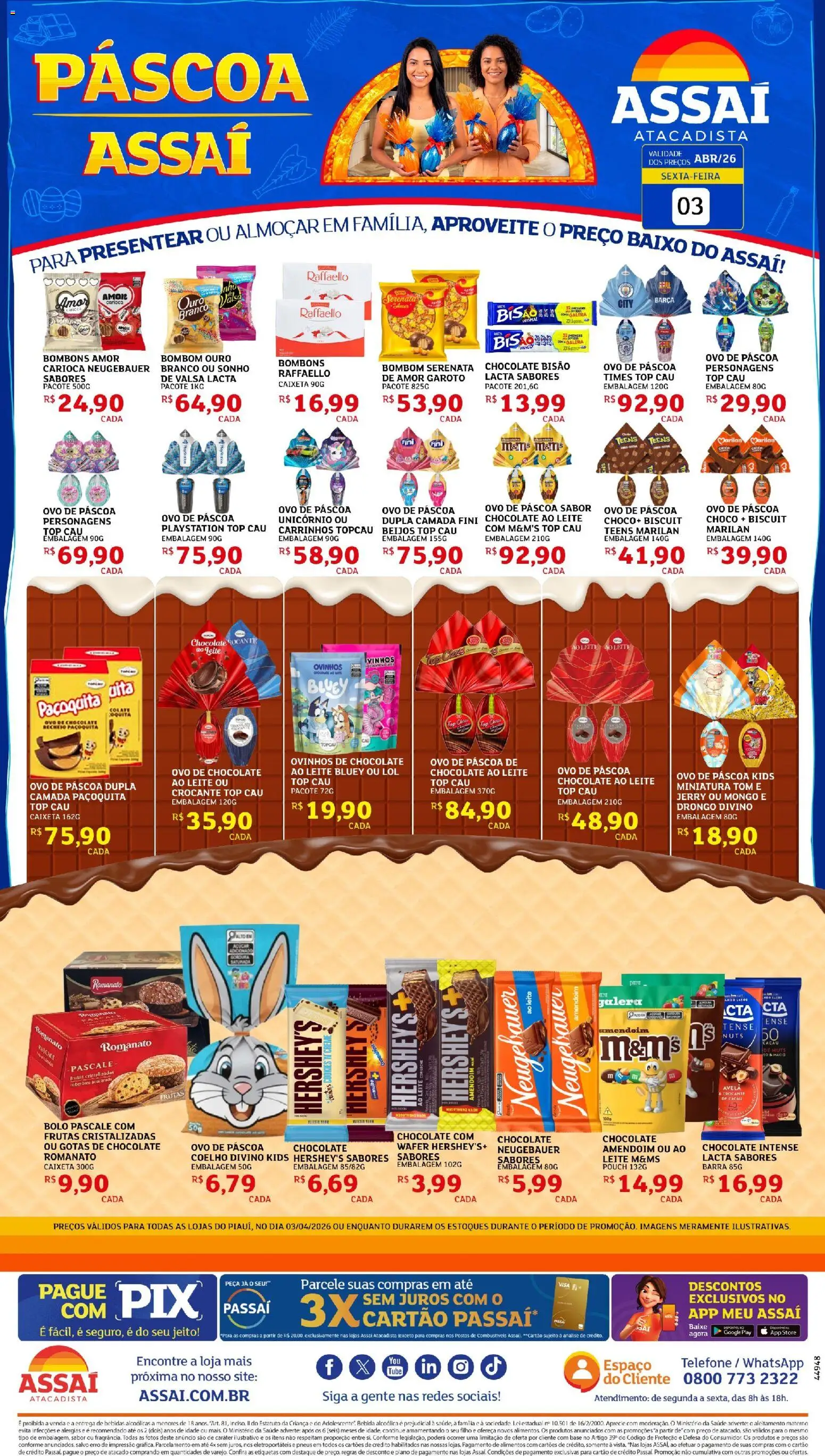 Assaí Atacadista Folheto - válido de 03.04.2026 | Página: 1 | Produtos: Amendoim, Chocolate, Bolo, Bebida