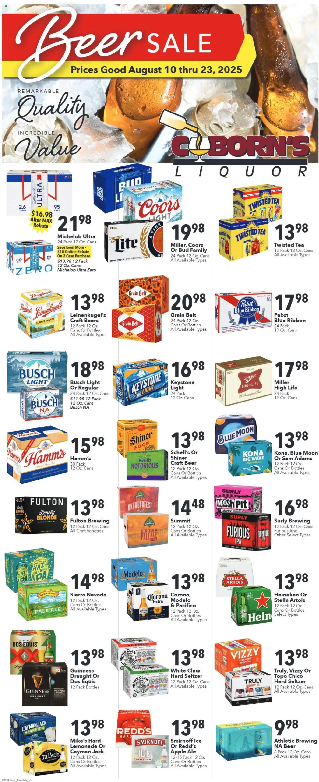 Coborn's Weekly Ad - valid from 17.08.2025 | Page: 3 | Products: Beer, Tea, Belt, Case