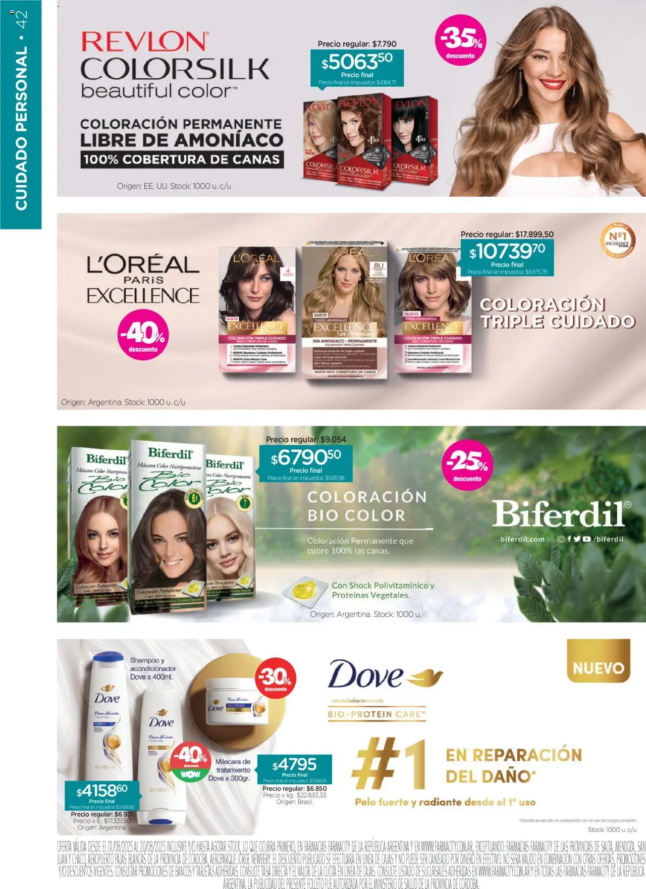 Farmacity catálogo │ válido desde el 01.08.2025 | Página: 42 | Productos: Máscara, Shampoo, Acondicionador, Radiante