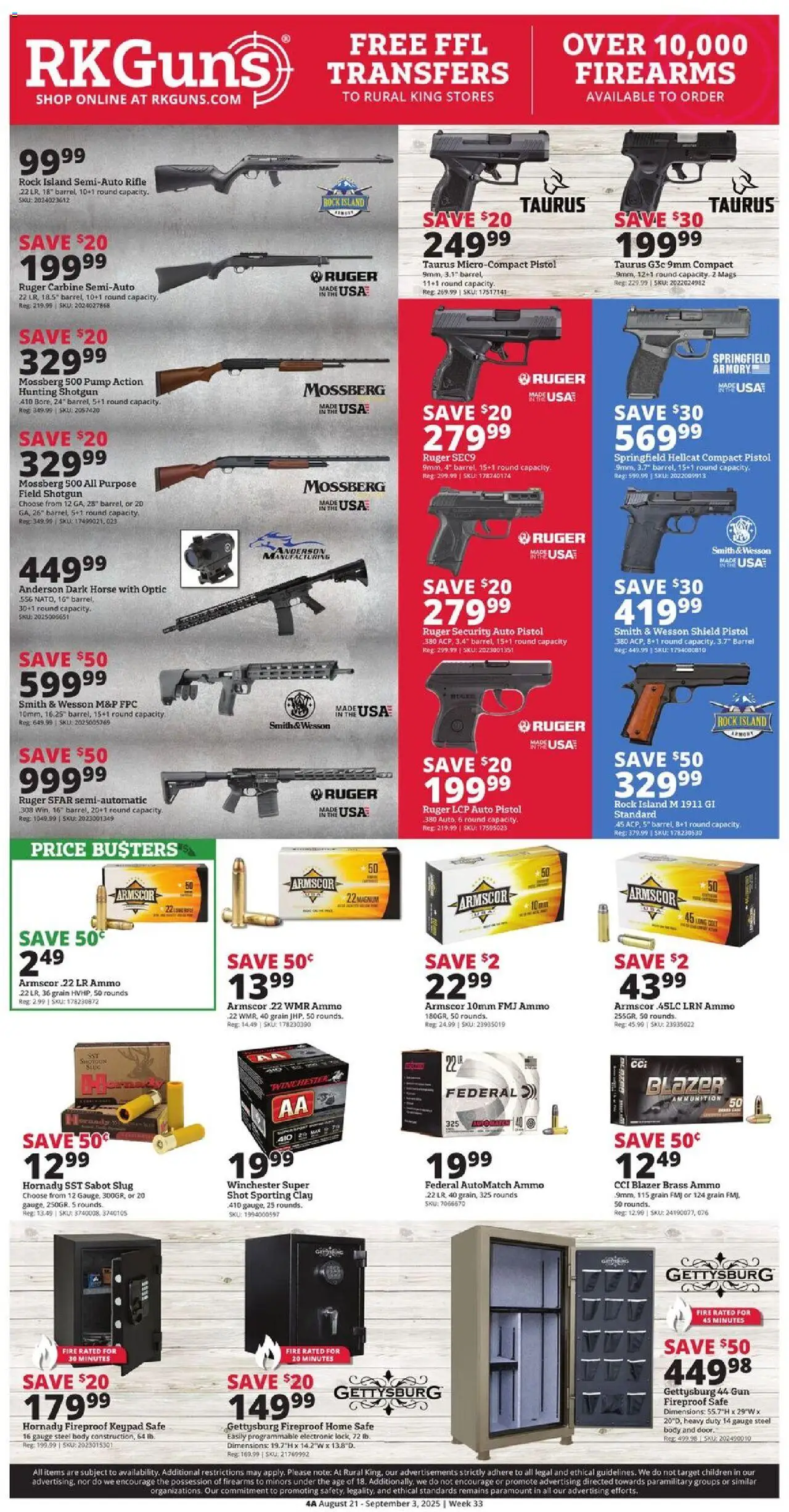 Rural King Weekly Ad - valid from 21.08.2025 | Page: 6 | Products: Safe, Pump, Gun, Ammo