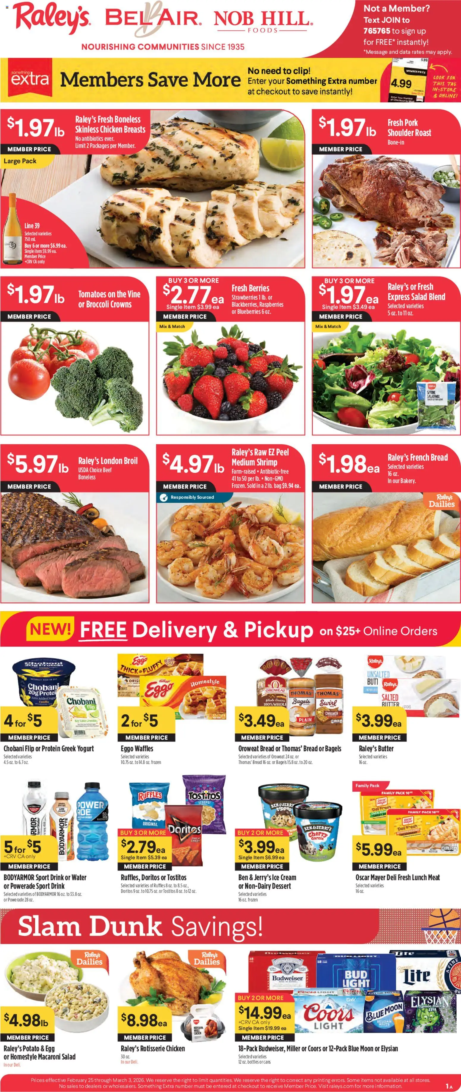 Raley's Weekly Ad - valid from 25.02.2026 | Page: 1 | Products: Clip, Tomatoes, Cream, Oven