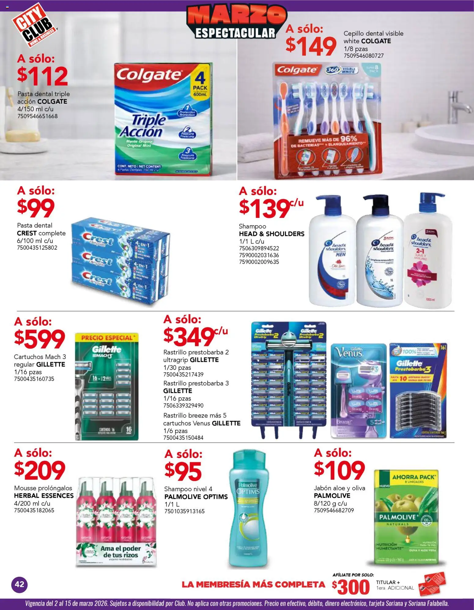 Nuevas ofertas de City Club válidas en toda la República Mexicana desde el 02.03.2026. ¡Encuentra las mejores ofertas en City Club catálogo! | Página: 42 | Productos: Cepillo, Rastrillo, Mousse, Pasta