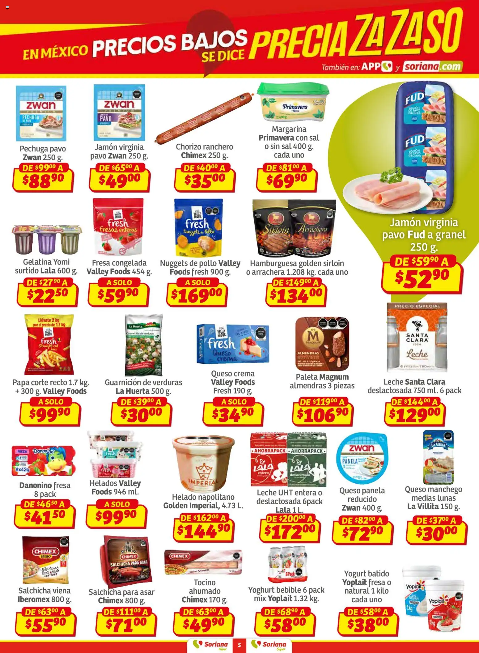 Nuevas ofertas de Soriana válidas en toda la República Mexicana desde el 12.02.2026. ¡Encuentra las mejores ofertas en Soriana - Preciazazaso Súper: Frontera Chia, Q. Roo! | Página: 5 | Productos: Sal, Chorizo, Fresas, Margarina