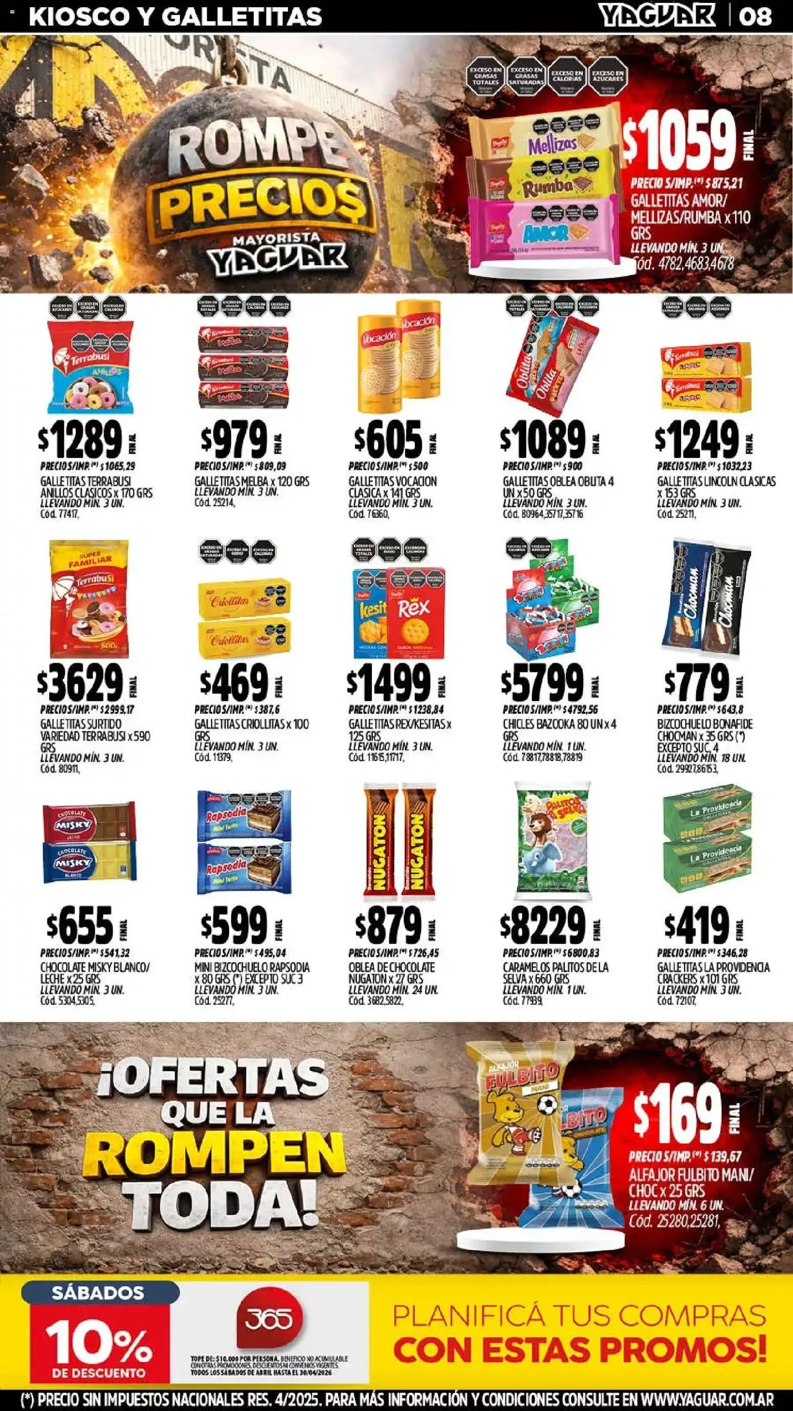 Yaguar - Oferta Semanal Mendoza │ válido desde el 13.04.2026 | Página: 8 | Productos: Mani, Leche, Chocolate, Alfajor