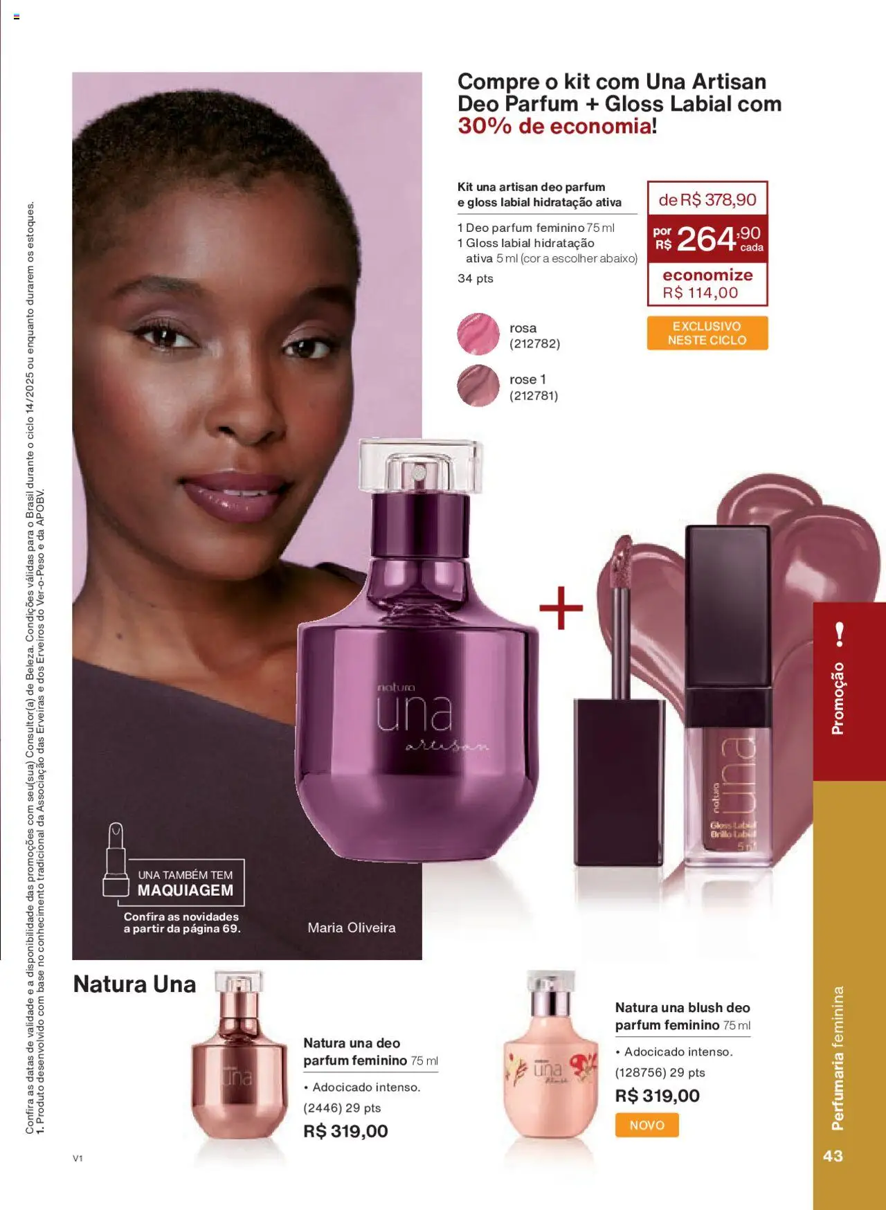 Natura Folheto - válido de 18.08.2025 | Página: 43 | Produtos: Maquiagem, Blush, Gloss labial, Base