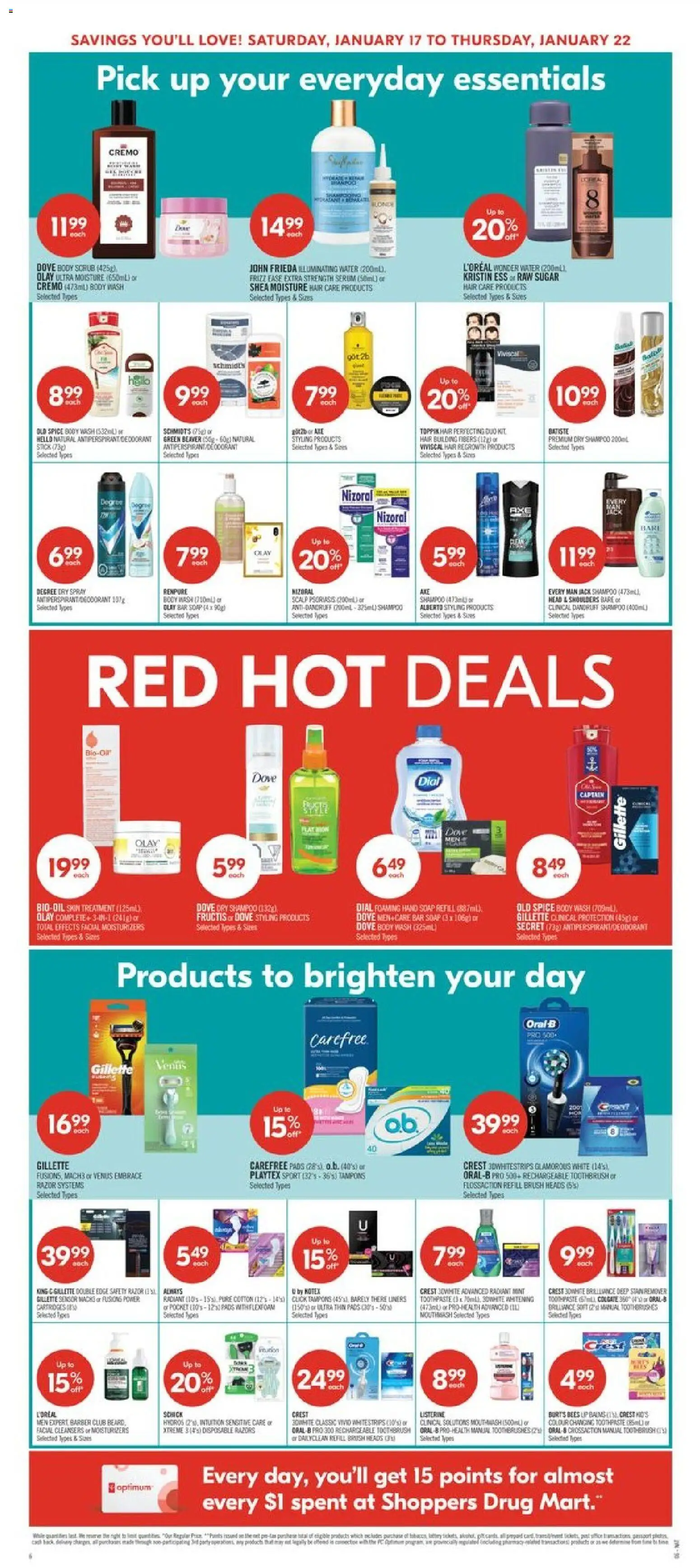 Shoppers flyer valid from 16.01.2026 | Page: 8 | Products: Brush, Shampoo, Soap, Body wash