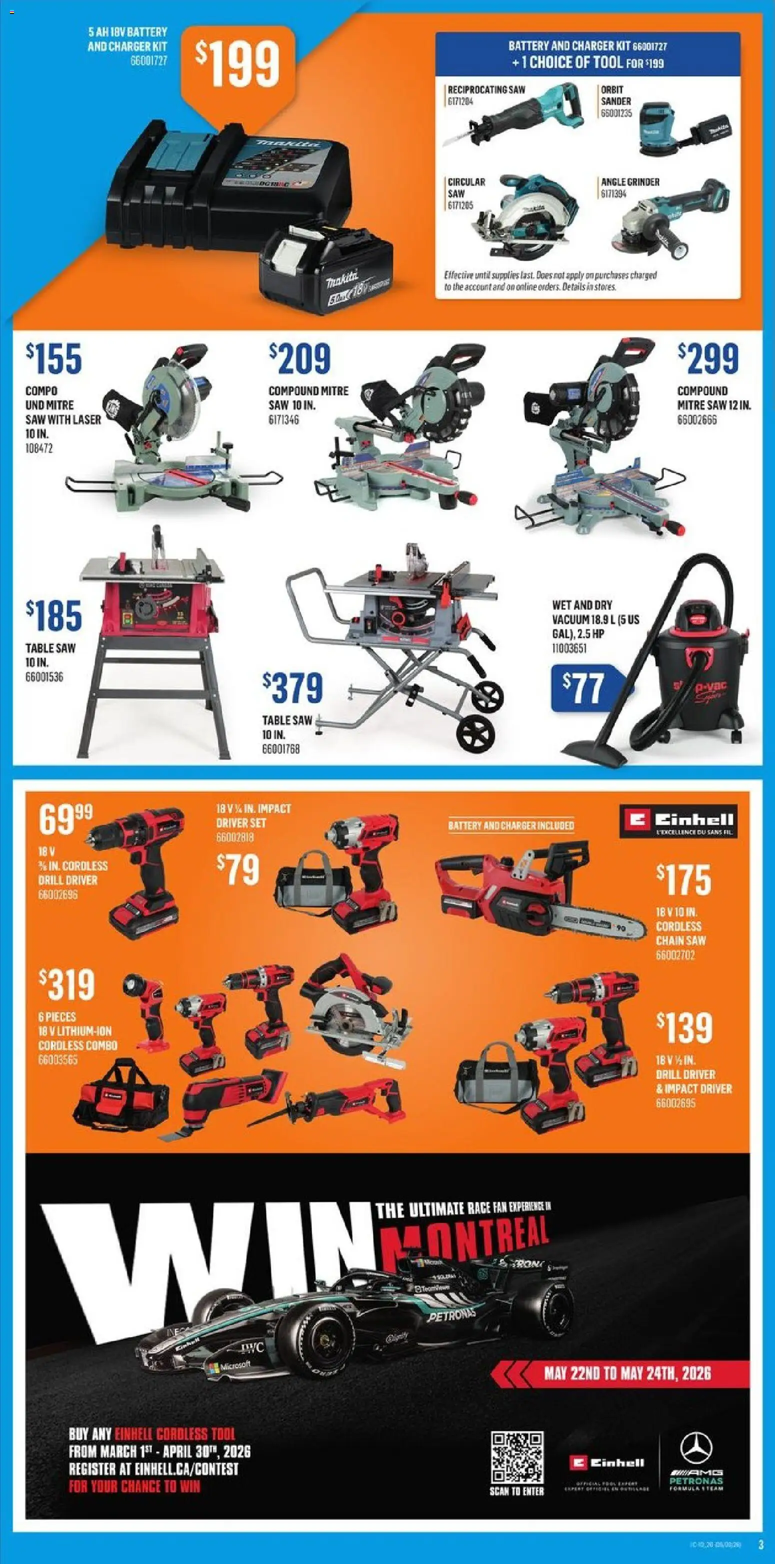 Canac flyer valid from 05.03.2026 | Page: 3 | Products: Fan, Grinder, Table, Battery