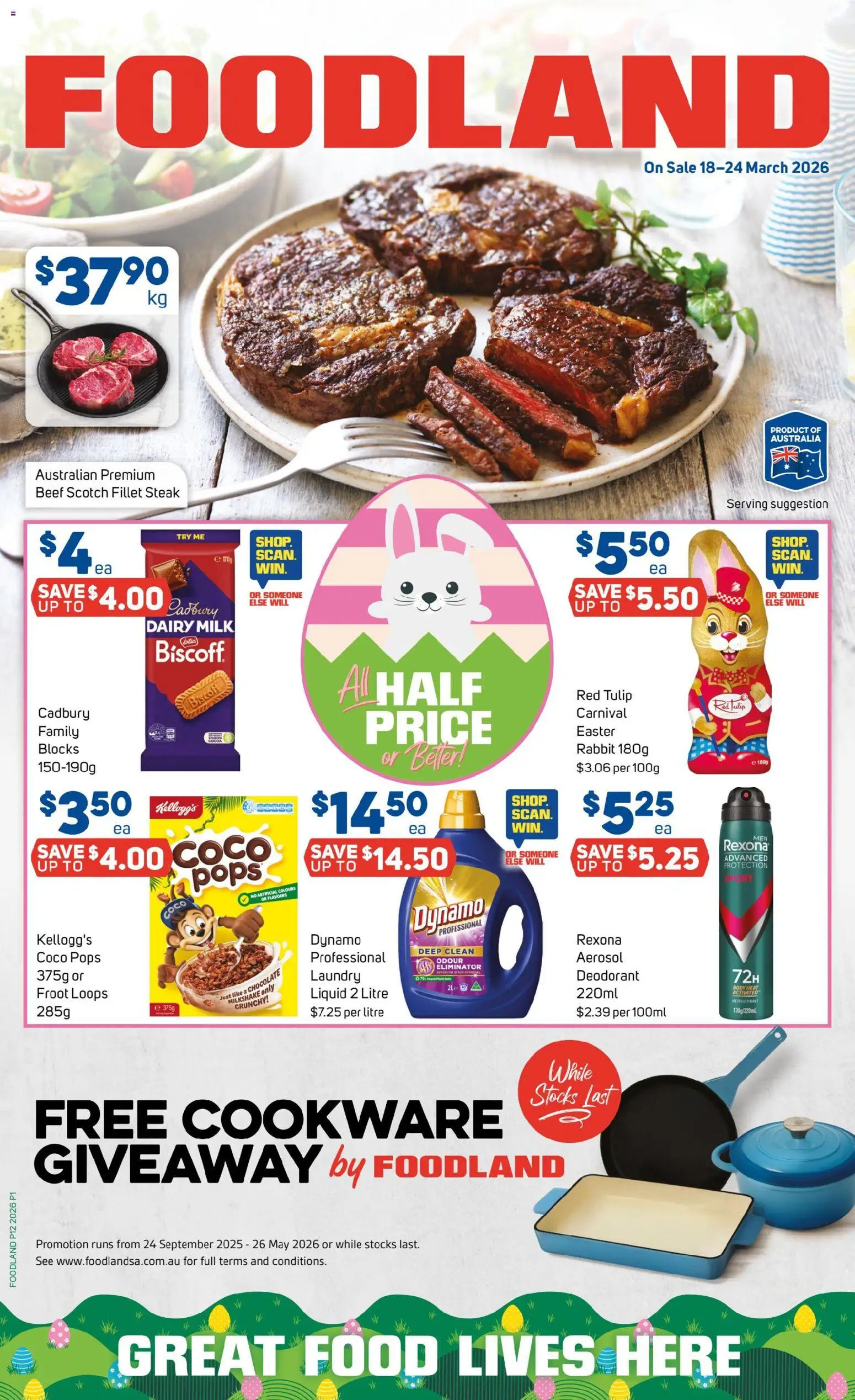 Foodland catalogue - valid from 18.03.2026 | Page: 1 | Products: Chocolate, Beef, Steak, Scotch