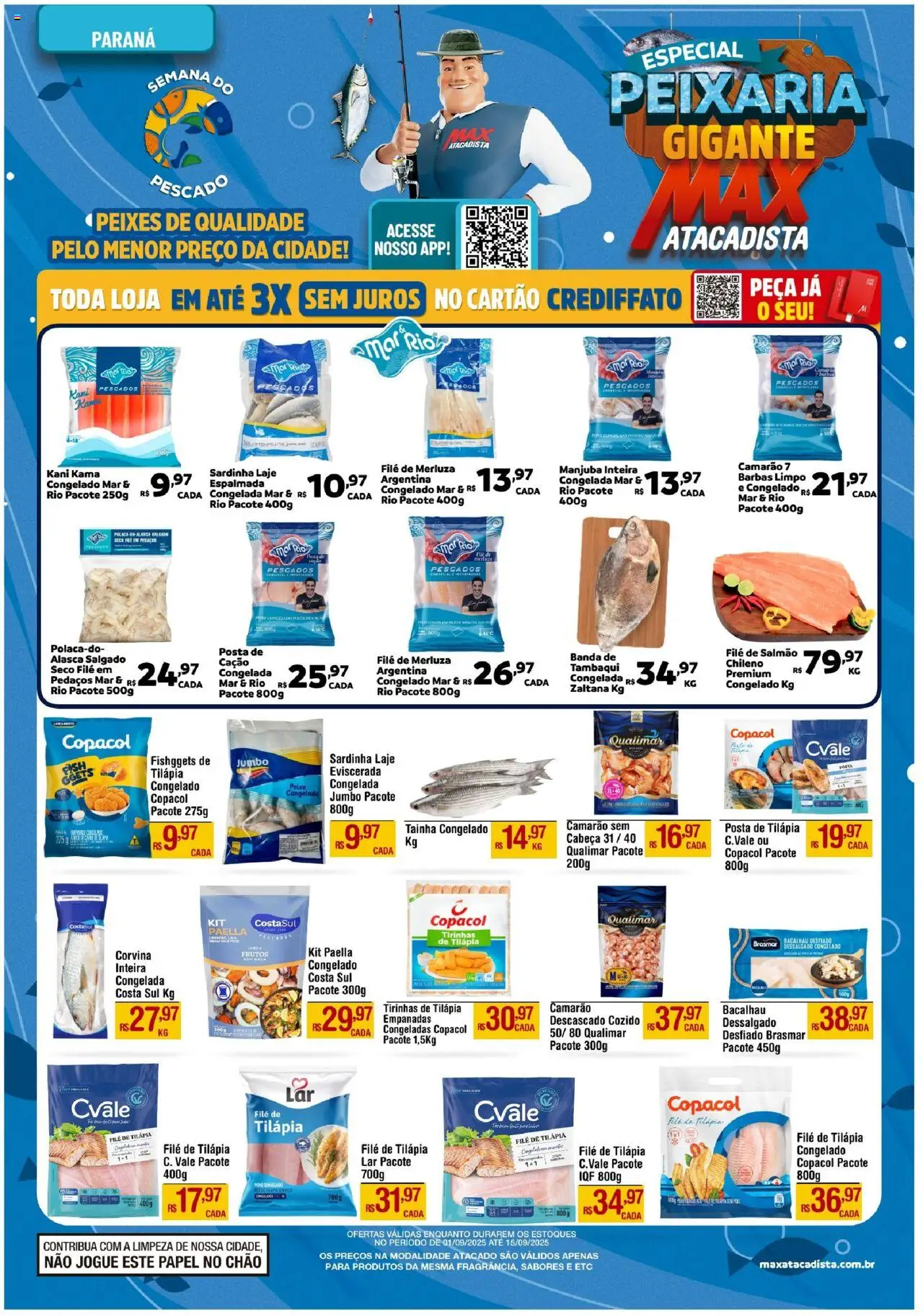 Max Atacadista Folheto - válido de 01.09.2025 | Página: 1 | Produtos: Bacalhau, Tilápia, Peixe, Filé de tilápia
