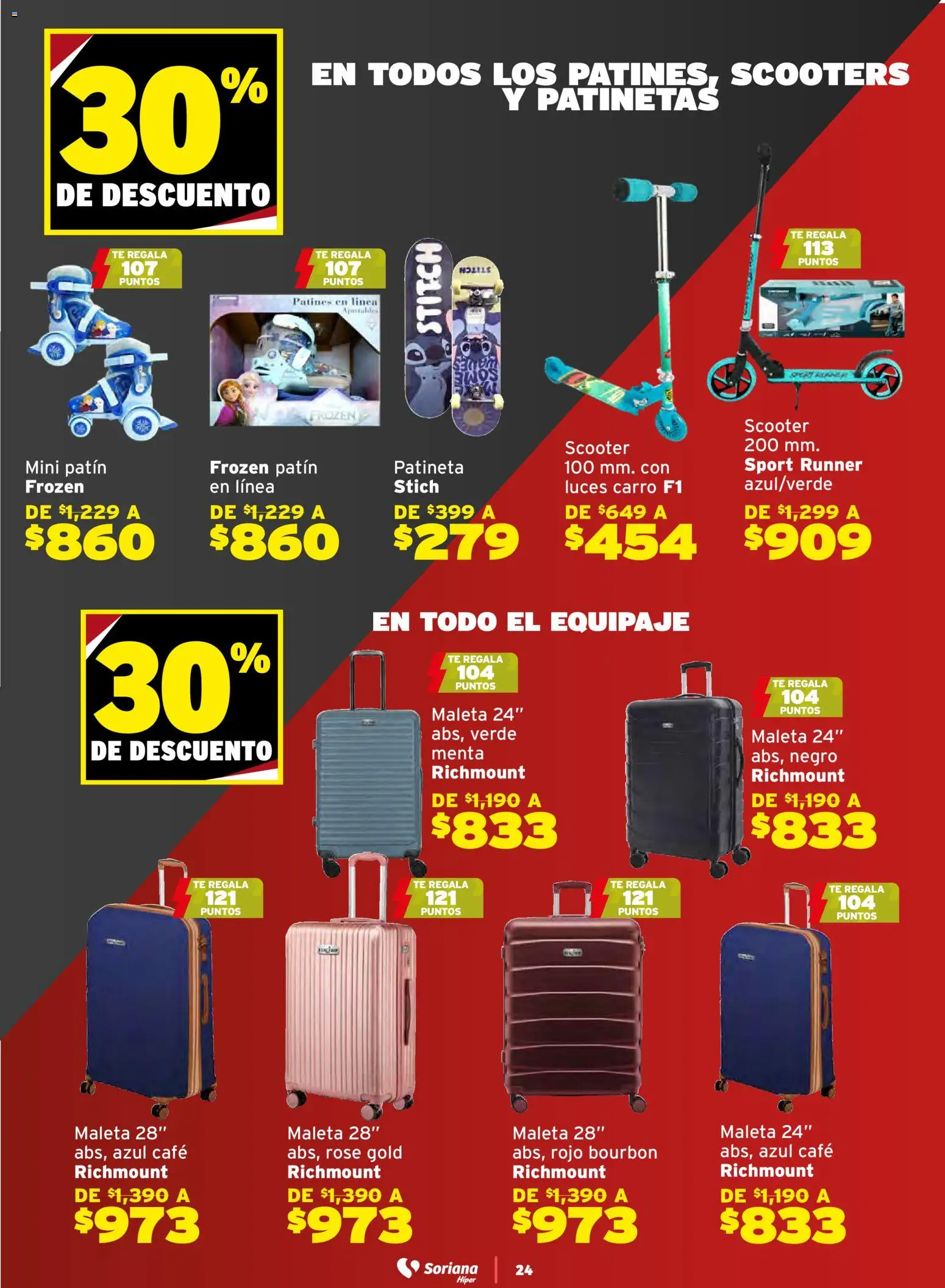 Nuevas ofertas de Soriana válidas en toda la República Mexicana desde el 21.11.2025. ¡Encuentra las mejores ofertas en Soriana - Black Prices Súper Nacional! | Página: 24 | Productos: Maleta, Café, Scooter, Té